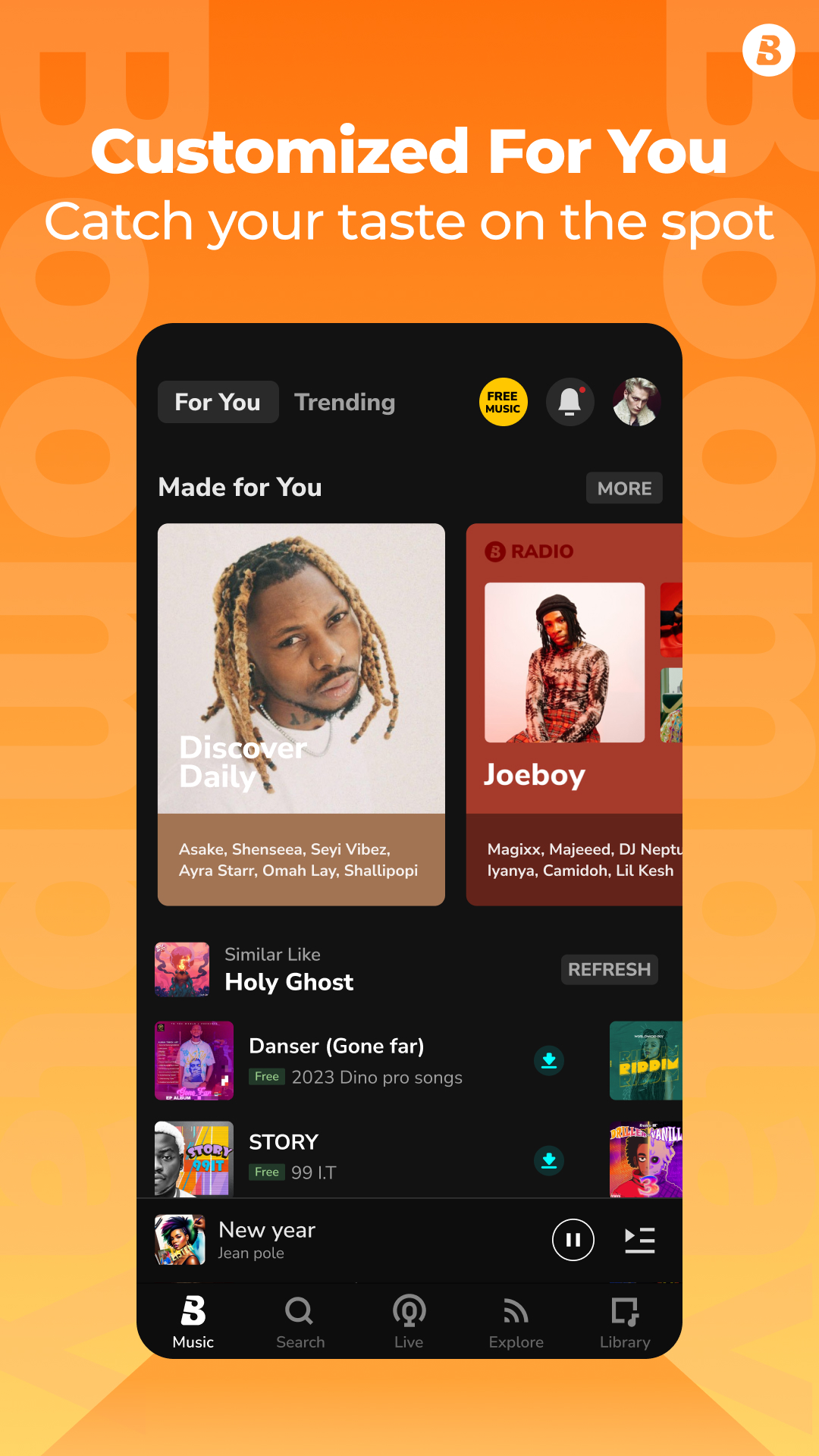 اسکرین شات 2 برنامه Boomplay: Music & Live Stream