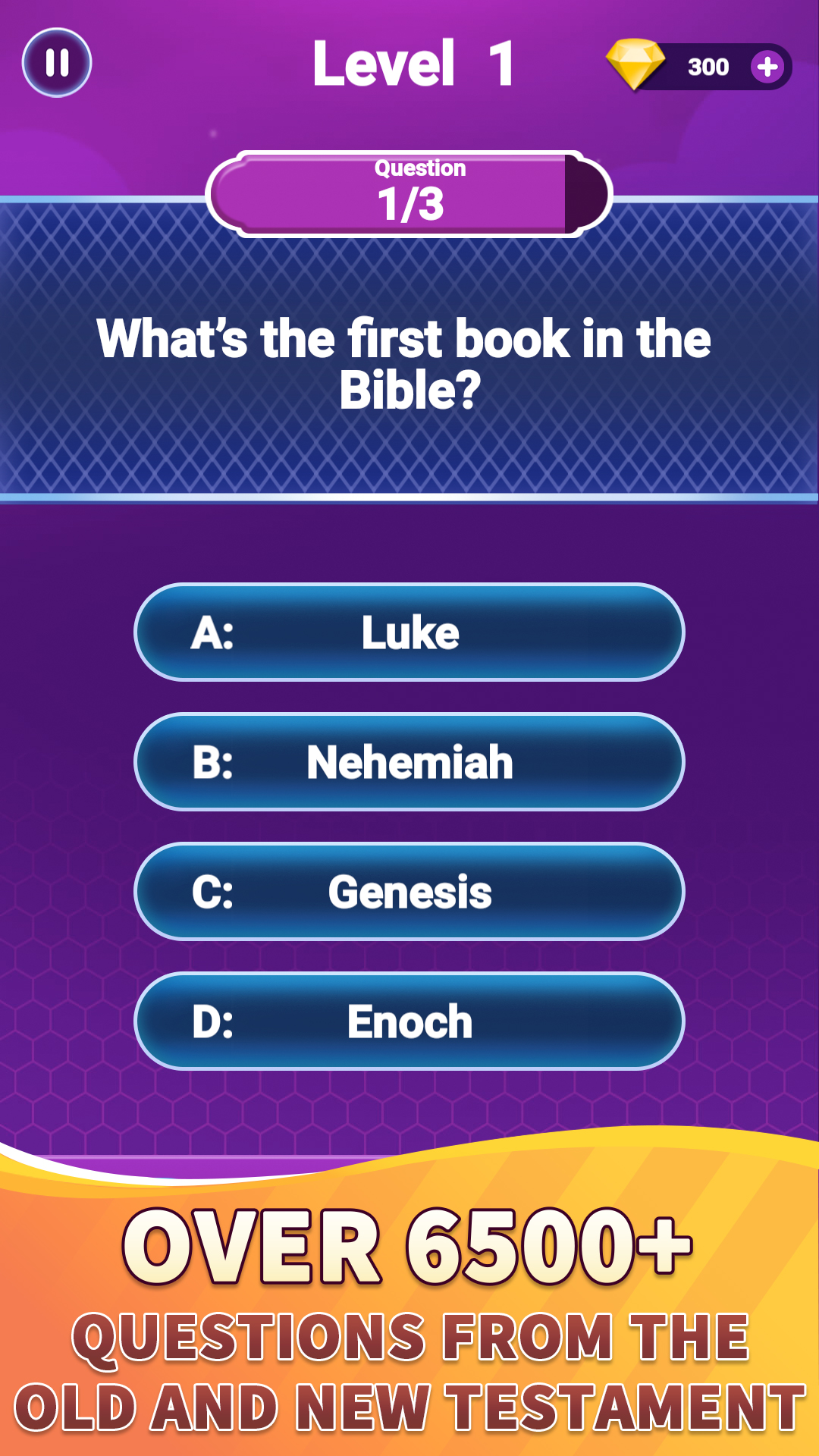 اسکرین شات 1 بازی Bible Trivia - Bible Quiz Game