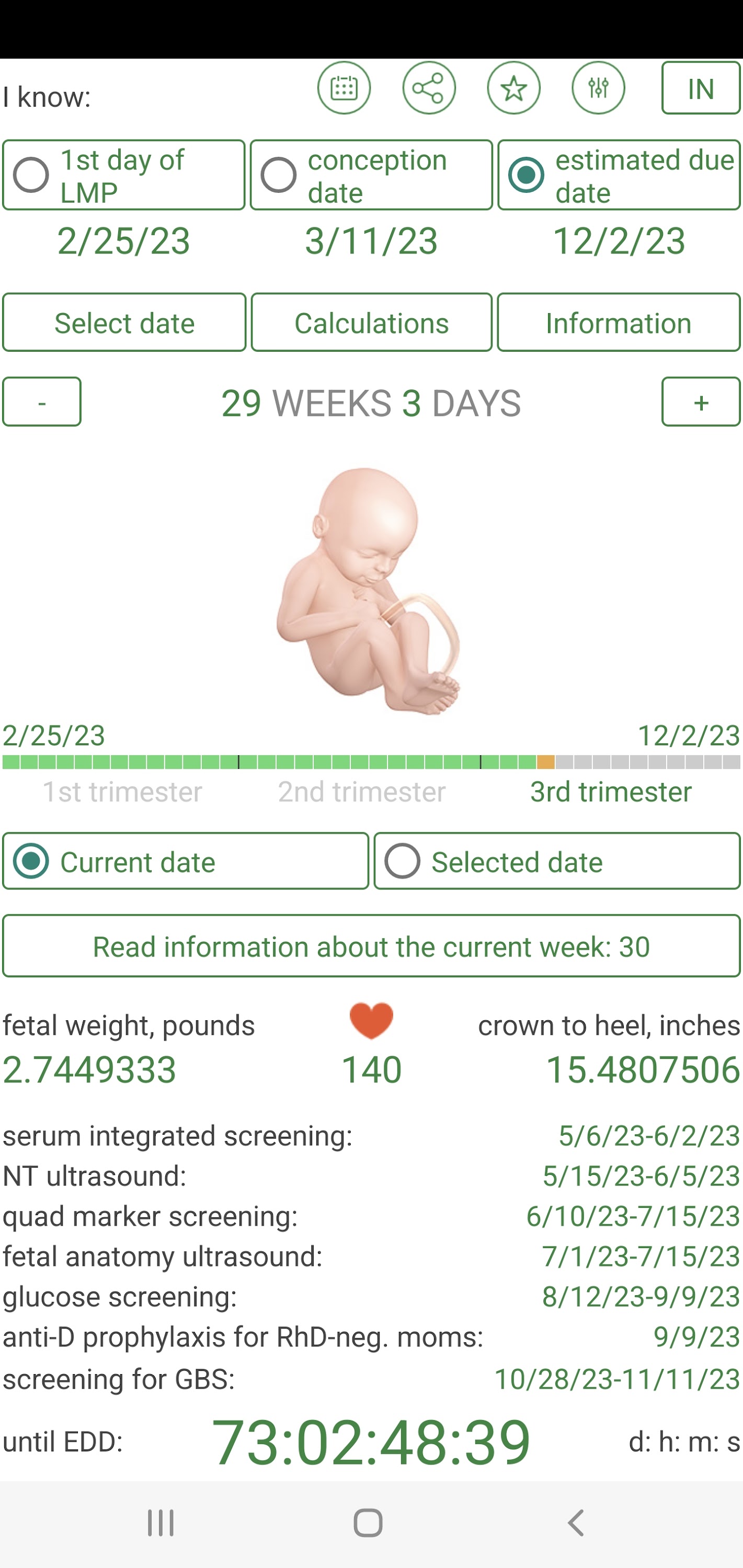 اسکرین شات 3 برنامه Pregnancy Calculator+Calendar