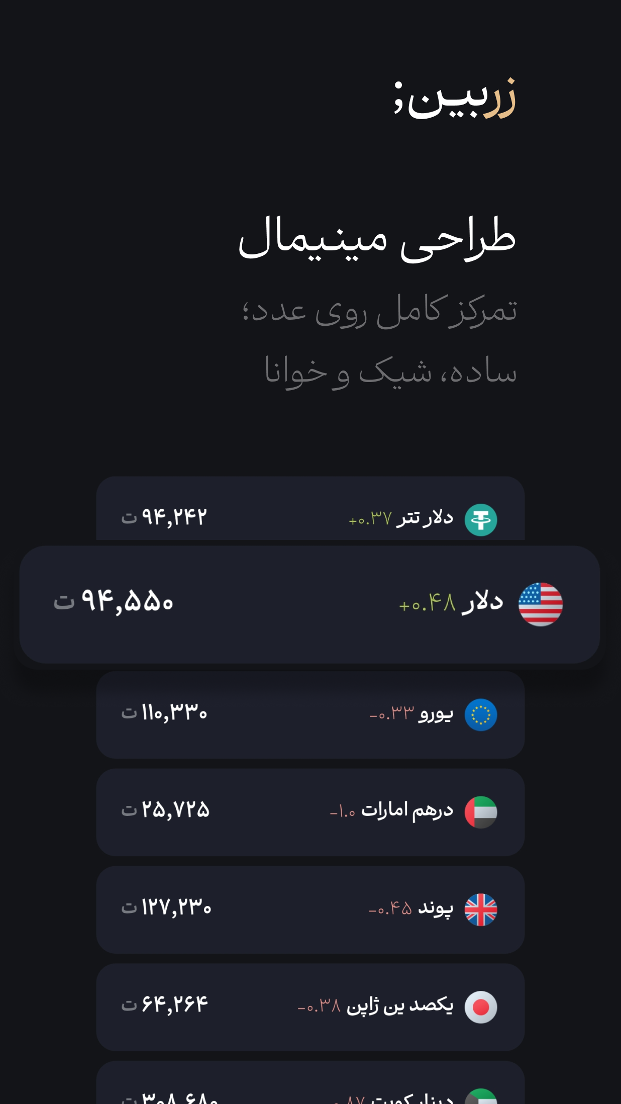 اسکرین شات 3 برنامه زربین | قیمت لحظه ای دلار