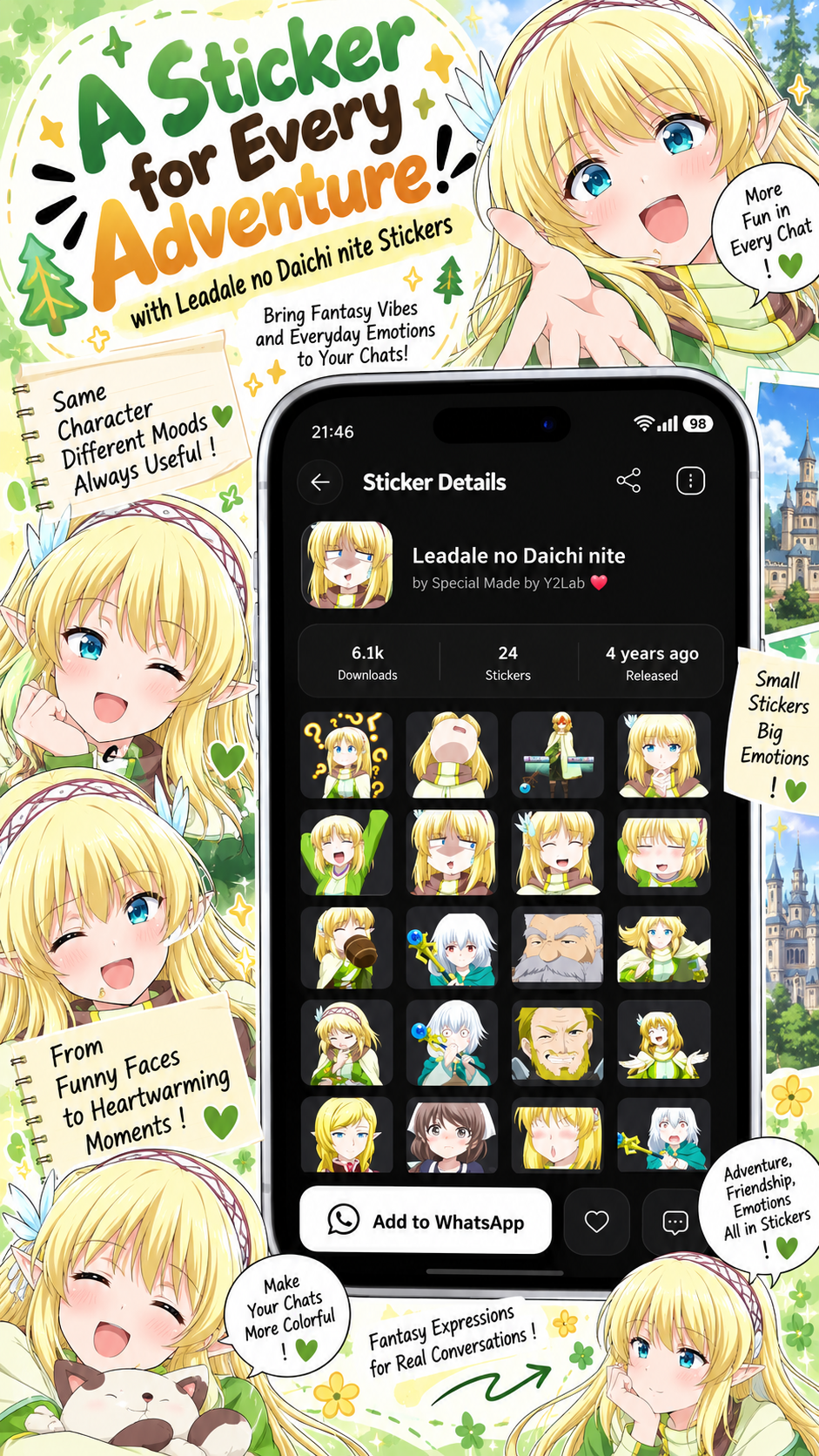 اسکرین شات 1 برنامه +999K Anime Stickers WASticker