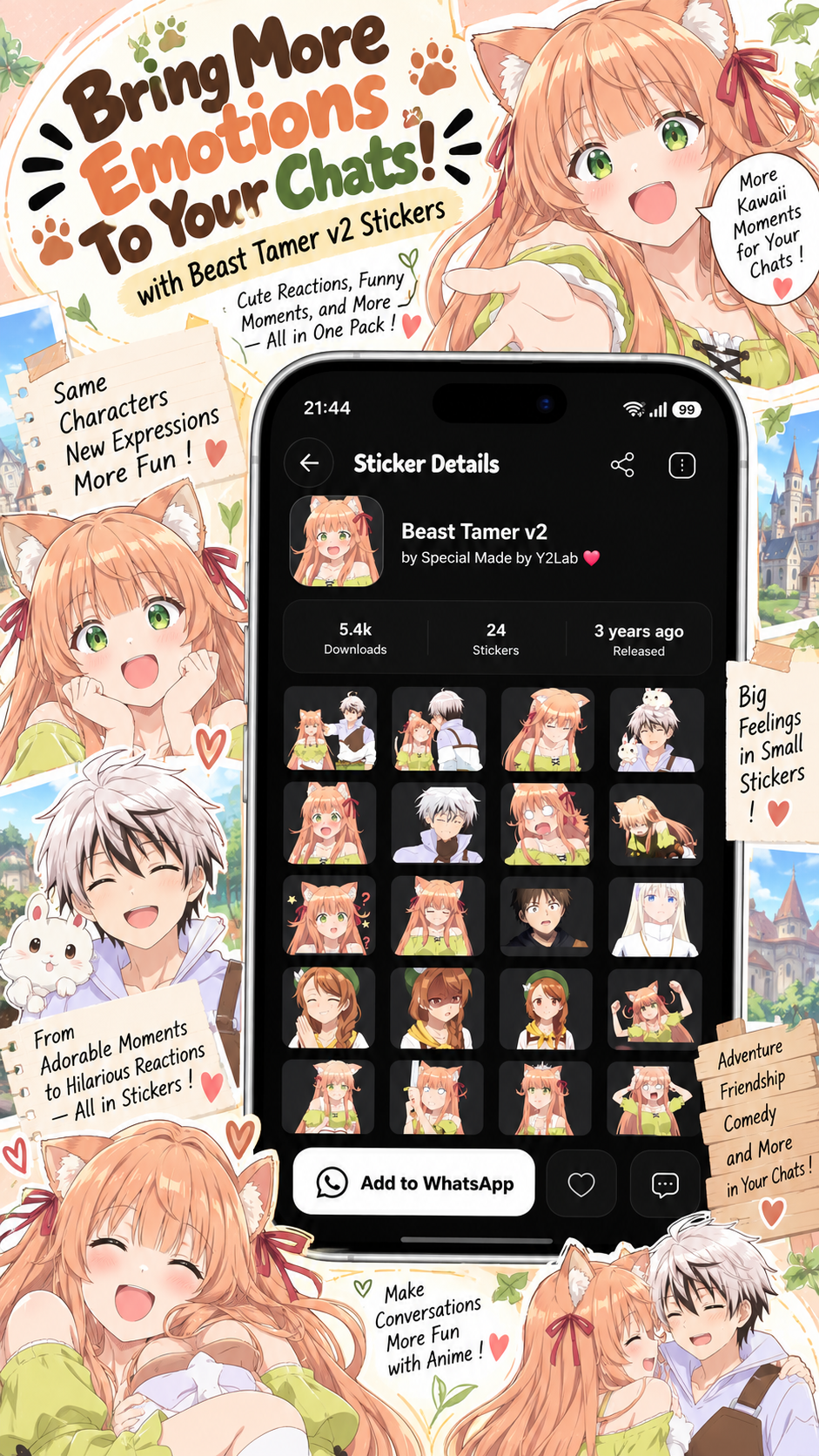 اسکرین شات 3 برنامه +999K Anime Stickers WASticker