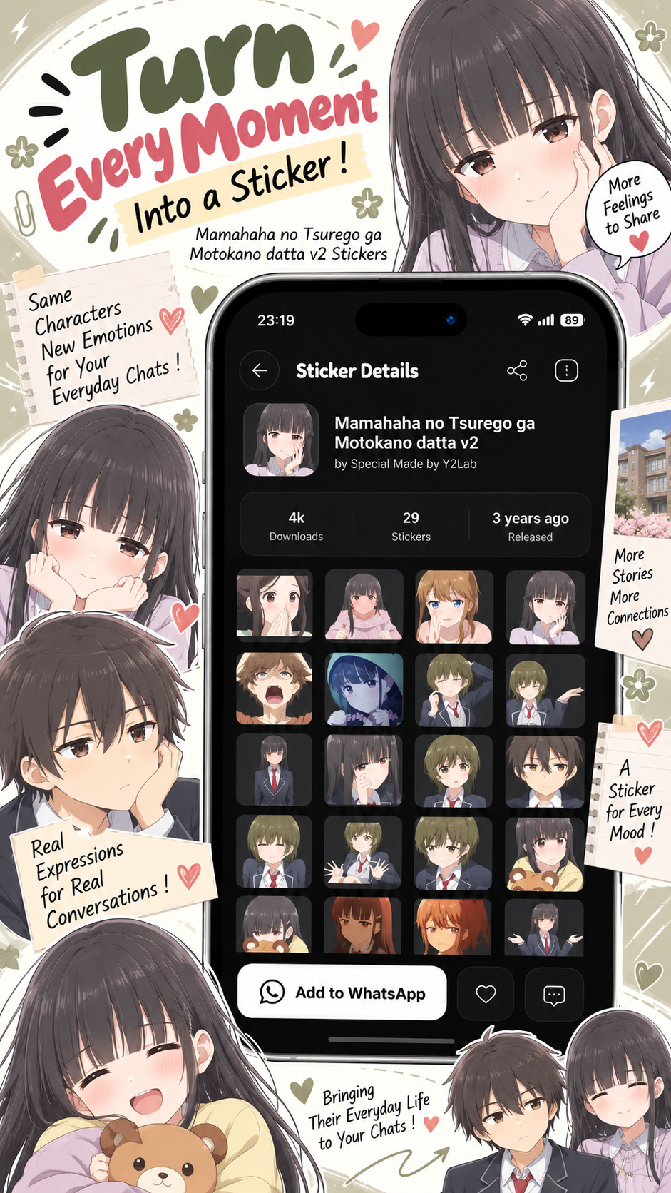 اسکرین شات 6 برنامه +999K Anime Stickers WASticker