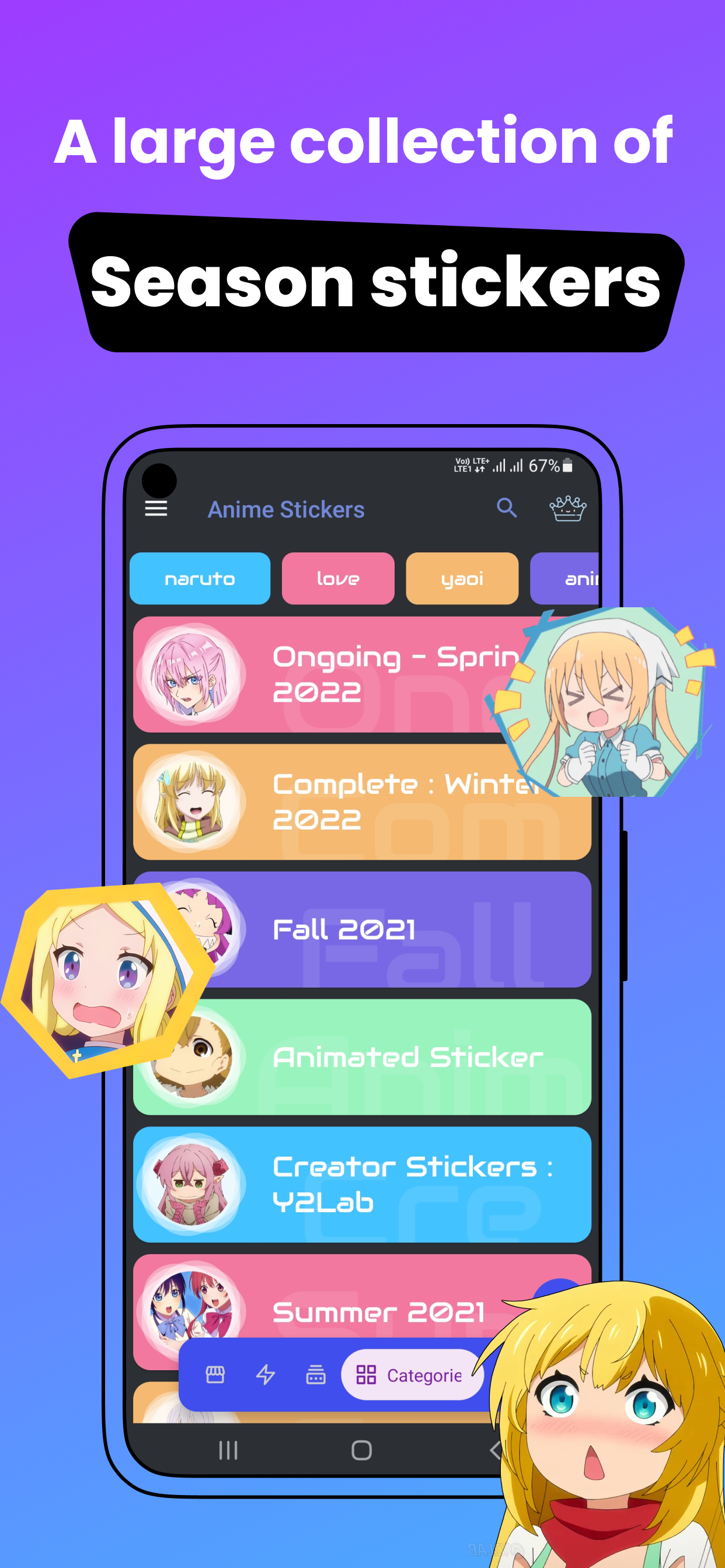 اسکرین شات 3 برنامه +999K Anime Stickers WASticker