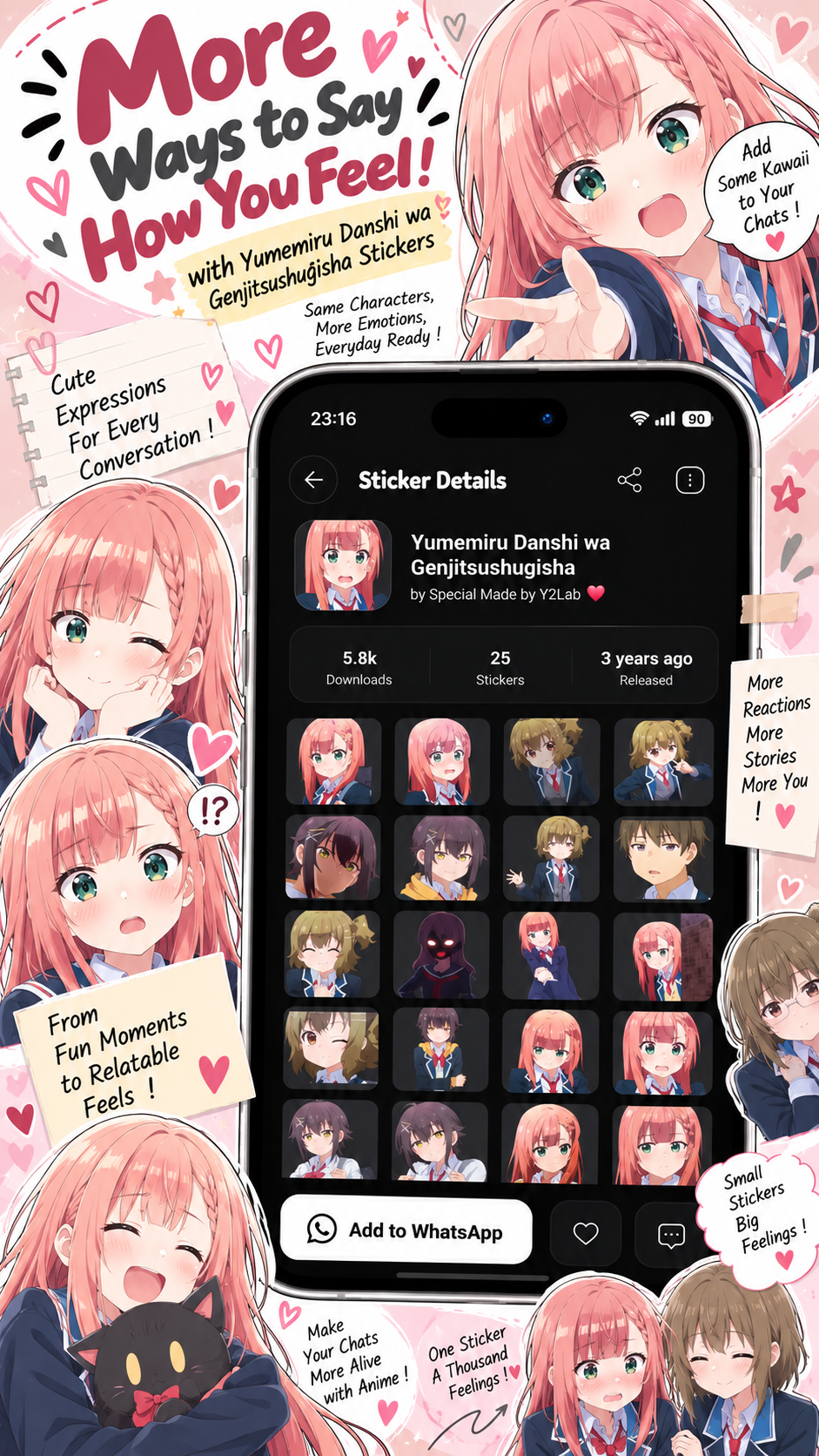 اسکرین شات 2 برنامه +999K Anime Stickers WASticker