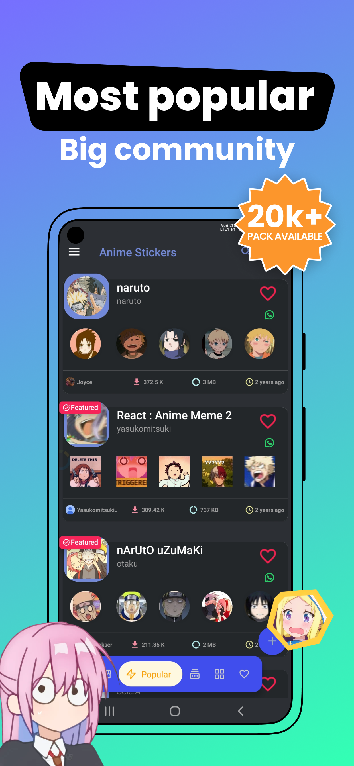 اسکرین شات 4 برنامه +999K Anime Stickers WASticker