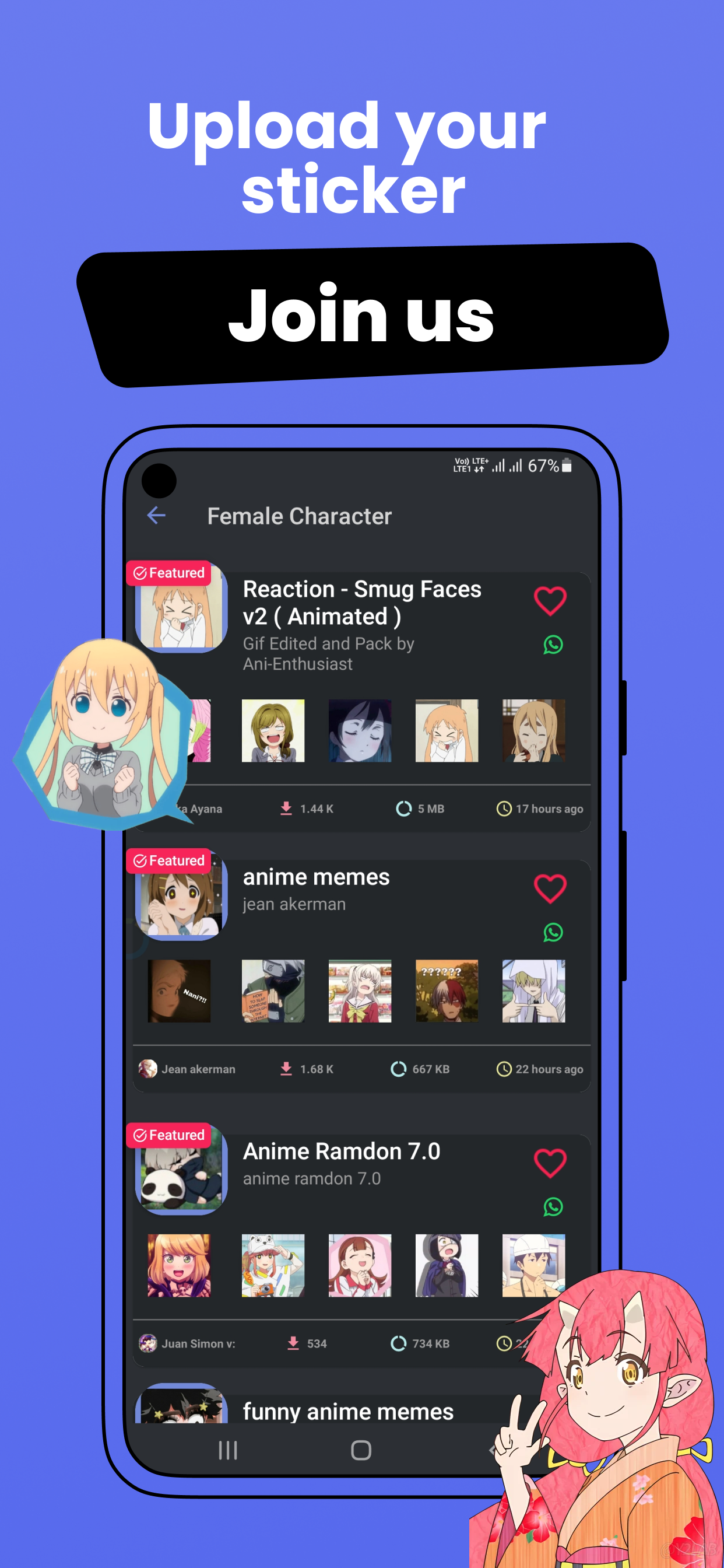 اسکرین شات 8 برنامه +999K Anime Stickers WASticker