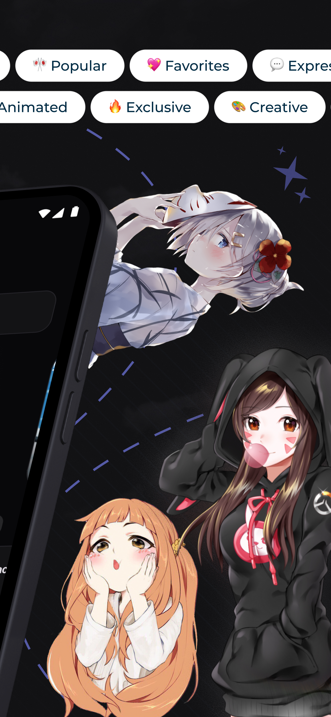 اسکرین شات 2 برنامه +999K Anime Stickers WASticker