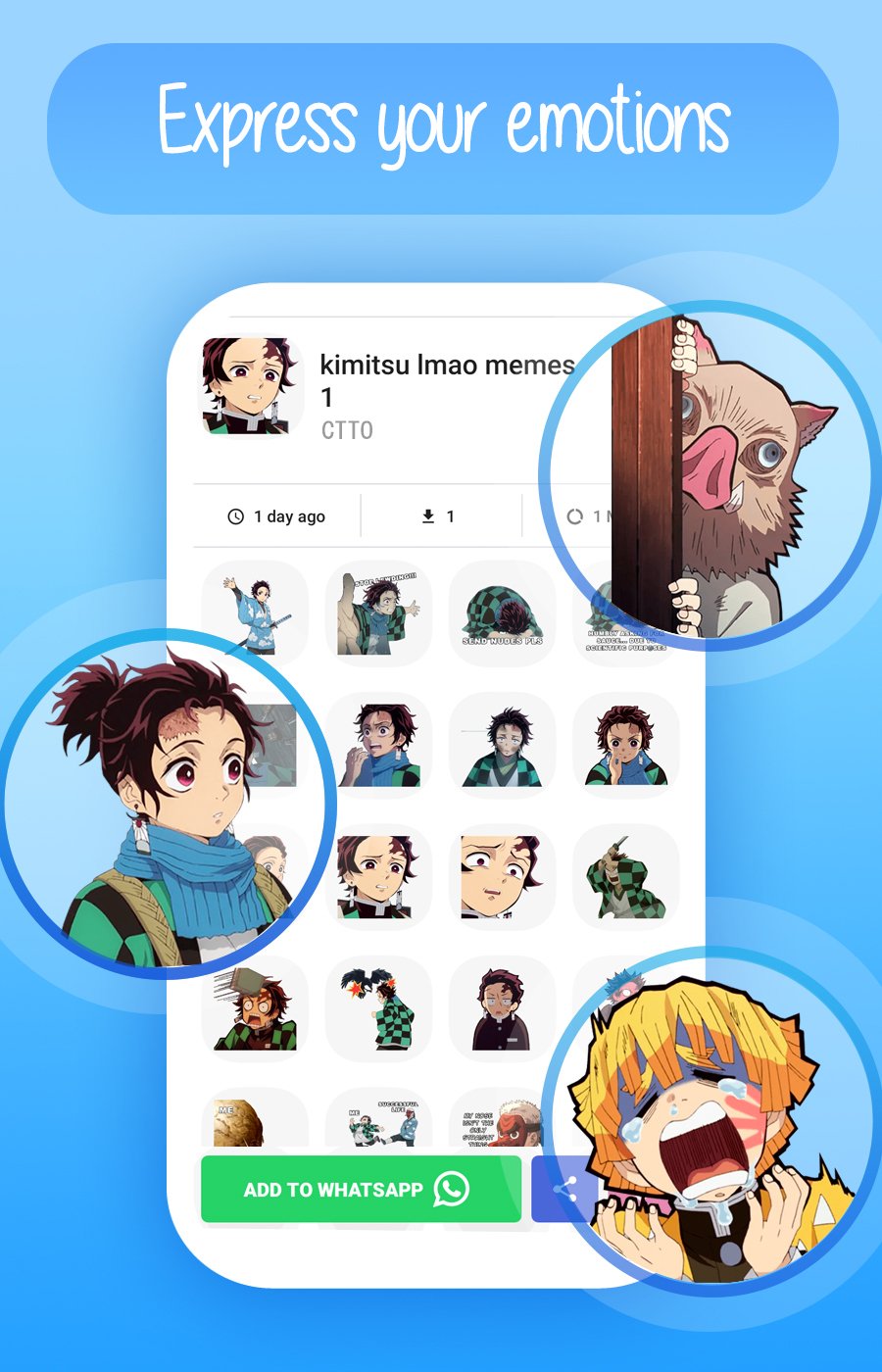 اسکرین شات 1 برنامه Anime Stickers for WhatsApp