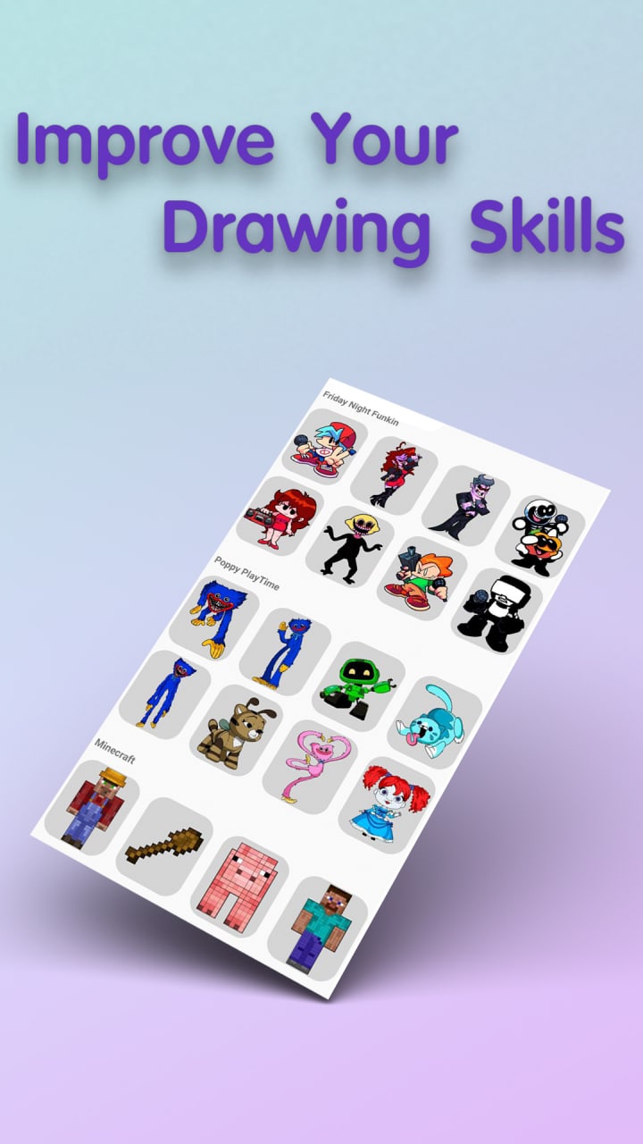 اسکرین شات 1 برنامه How to draw game characters