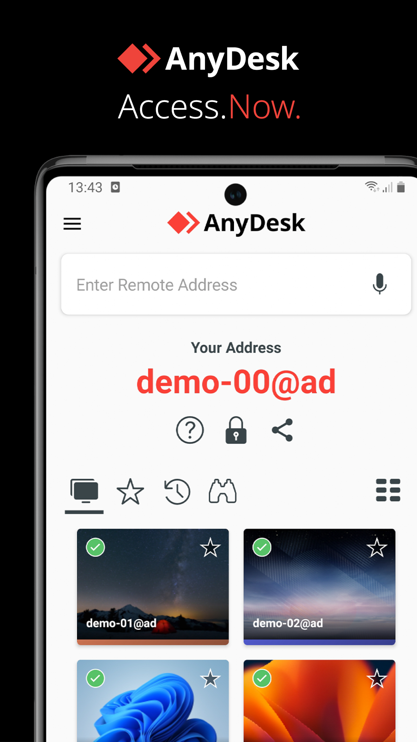 اسکرین شات 1 برنامه AnyDesk Remote Desktop
