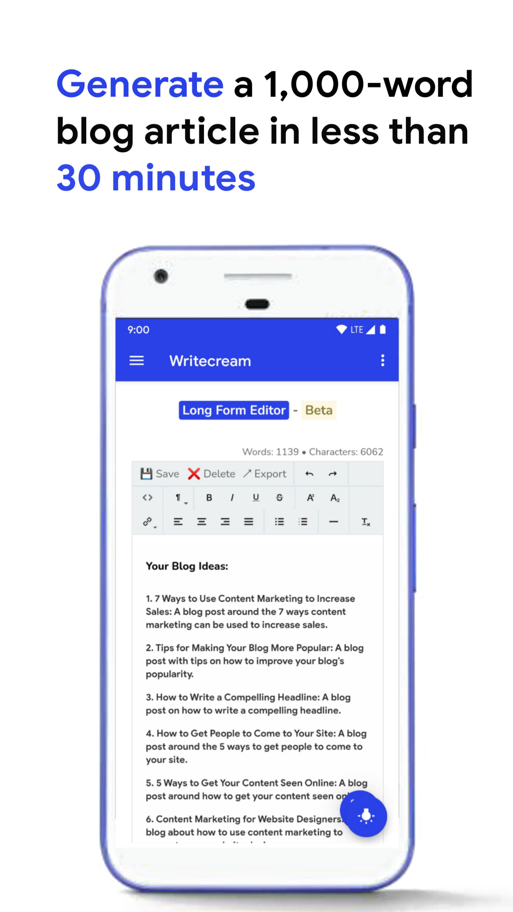 اسکرین شات 1 برنامه Writecream - AI Content Writer