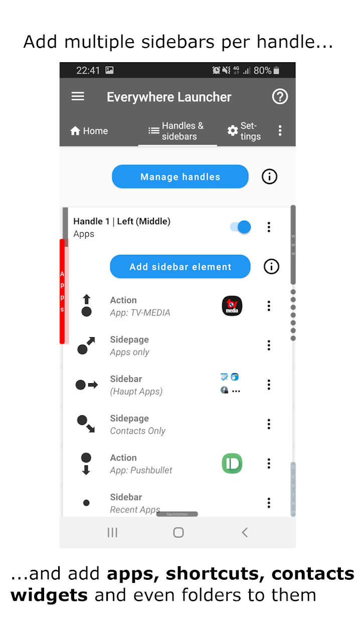 اسکرین شات 5 برنامه Everywhere Launcher - Sidebar Edge Launcher