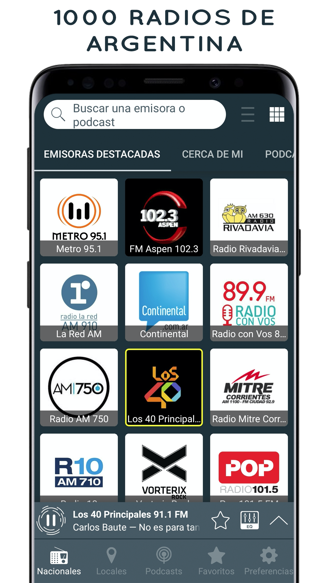 اسکرین شات 1 برنامه Radio Argentina: Radio FM y AM