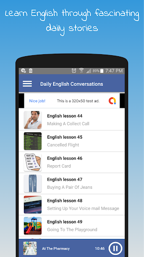 اسکرین شات 4 برنامه Learn english conversation: Spoken english podcast