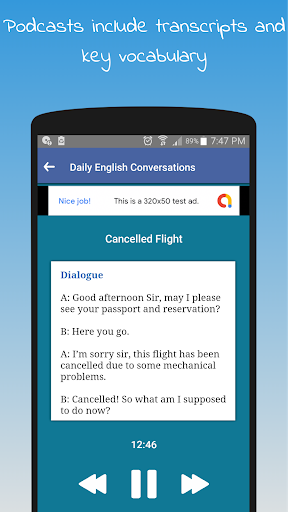 اسکرین شات 5 برنامه Learn english conversation: Spoken english podcast