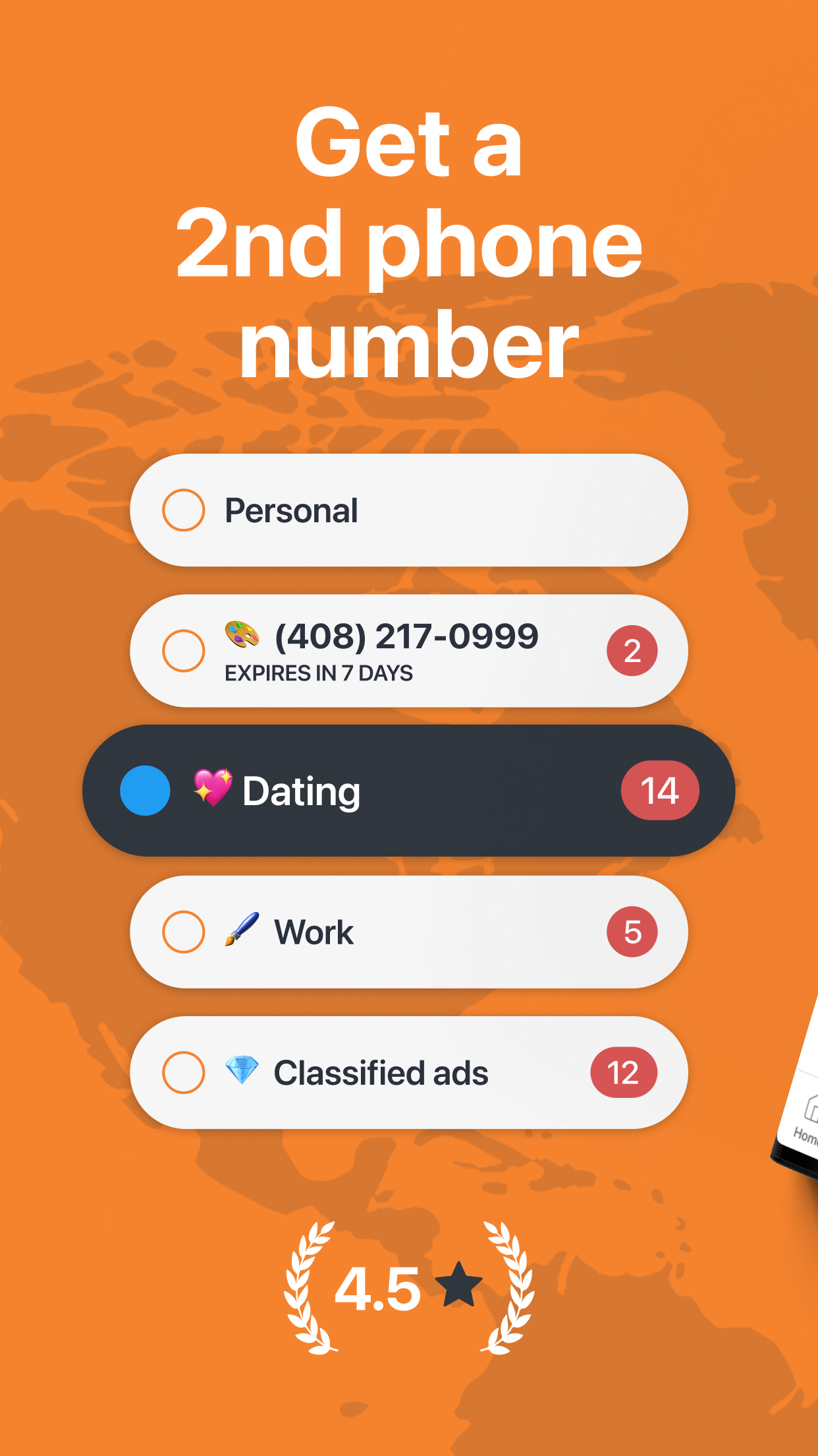 اسکرین شات 1 برنامه Phoner: Second Phone Number