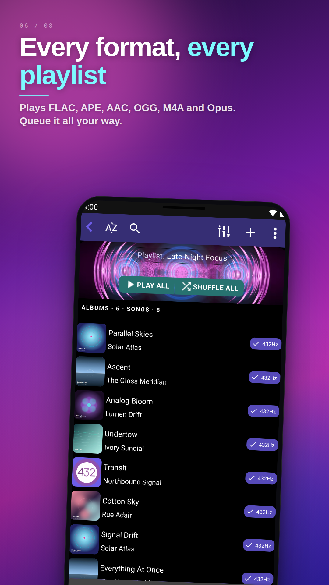 اسکرین شات 3 برنامه 432 Player: 432Hz Converter
