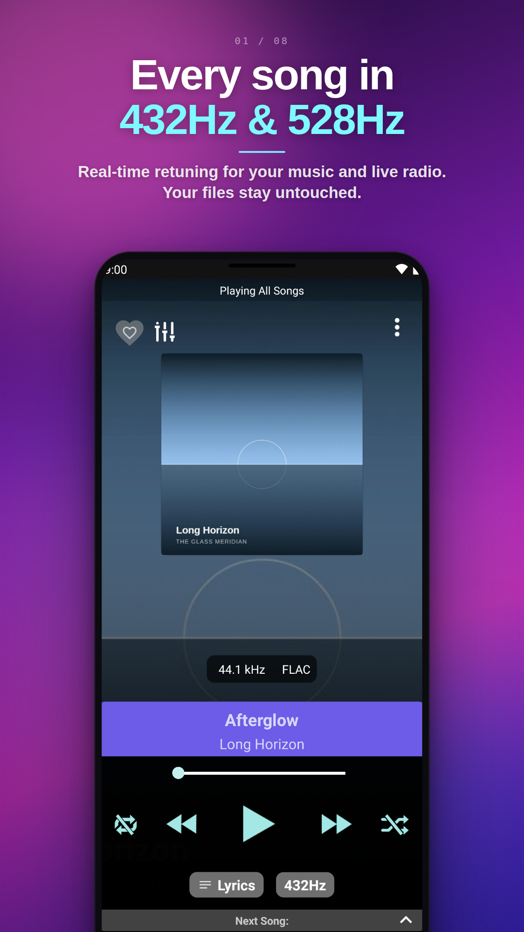 اسکرین شات 1 برنامه 432 Player: 432Hz Converter