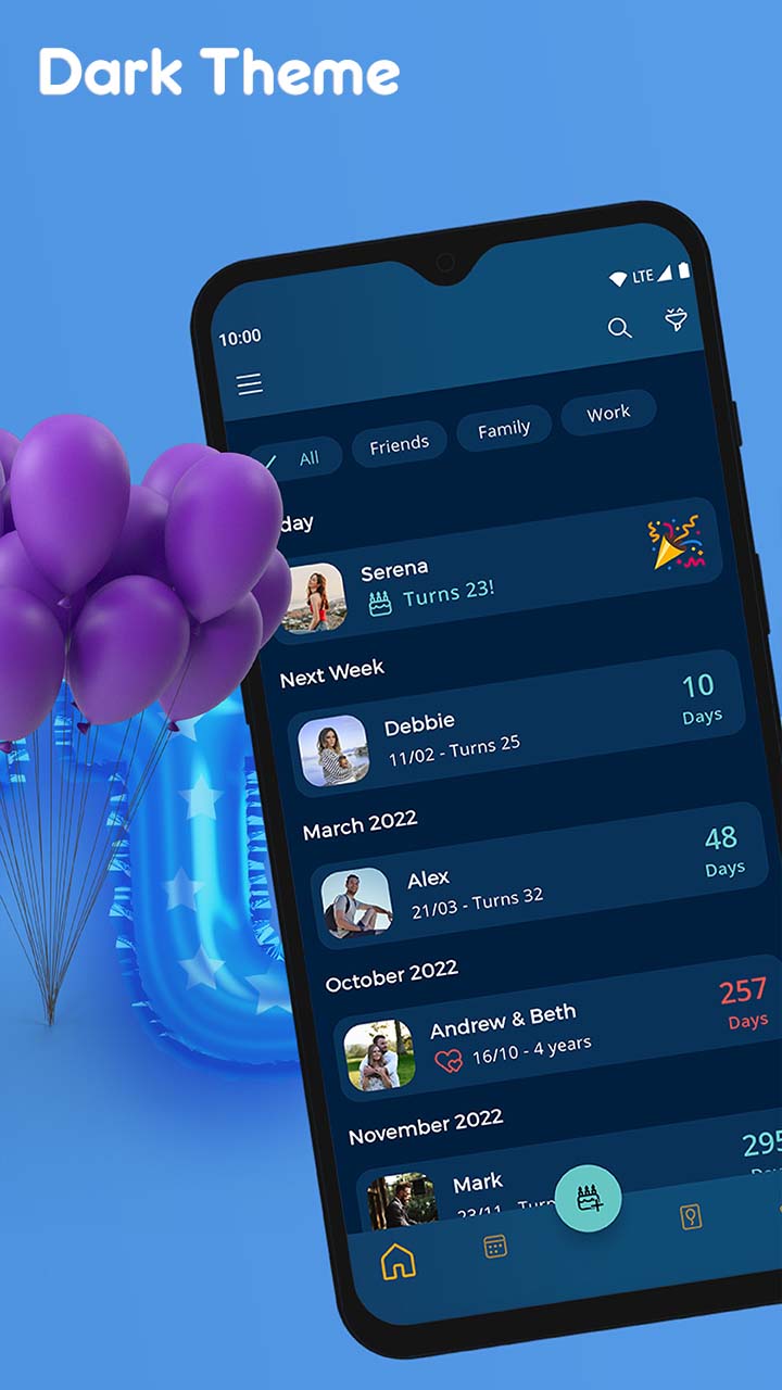 اسکرین شات 6 برنامه Birthdays, Reminder & Calendar