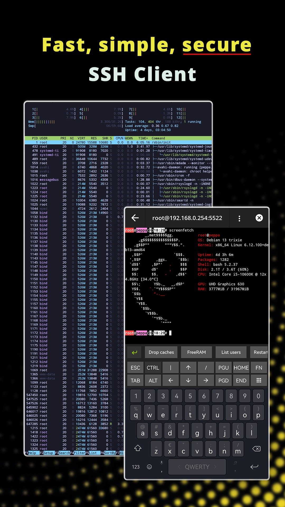 اسکرین شات 1 برنامه Admin Hands: SSH & SFTP Client