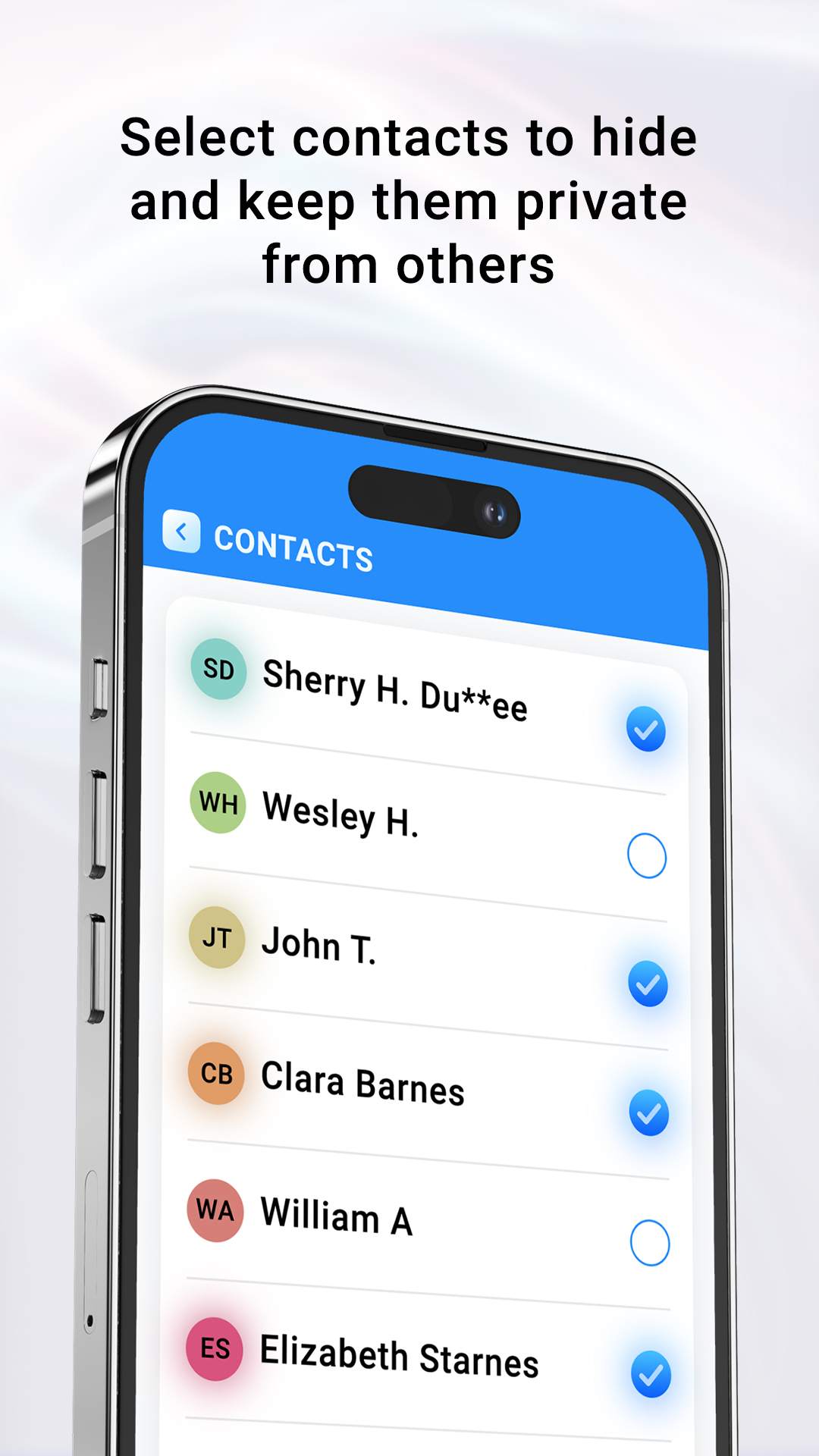 اسکرین شات 2 برنامه Hide Contacts From Phone Book