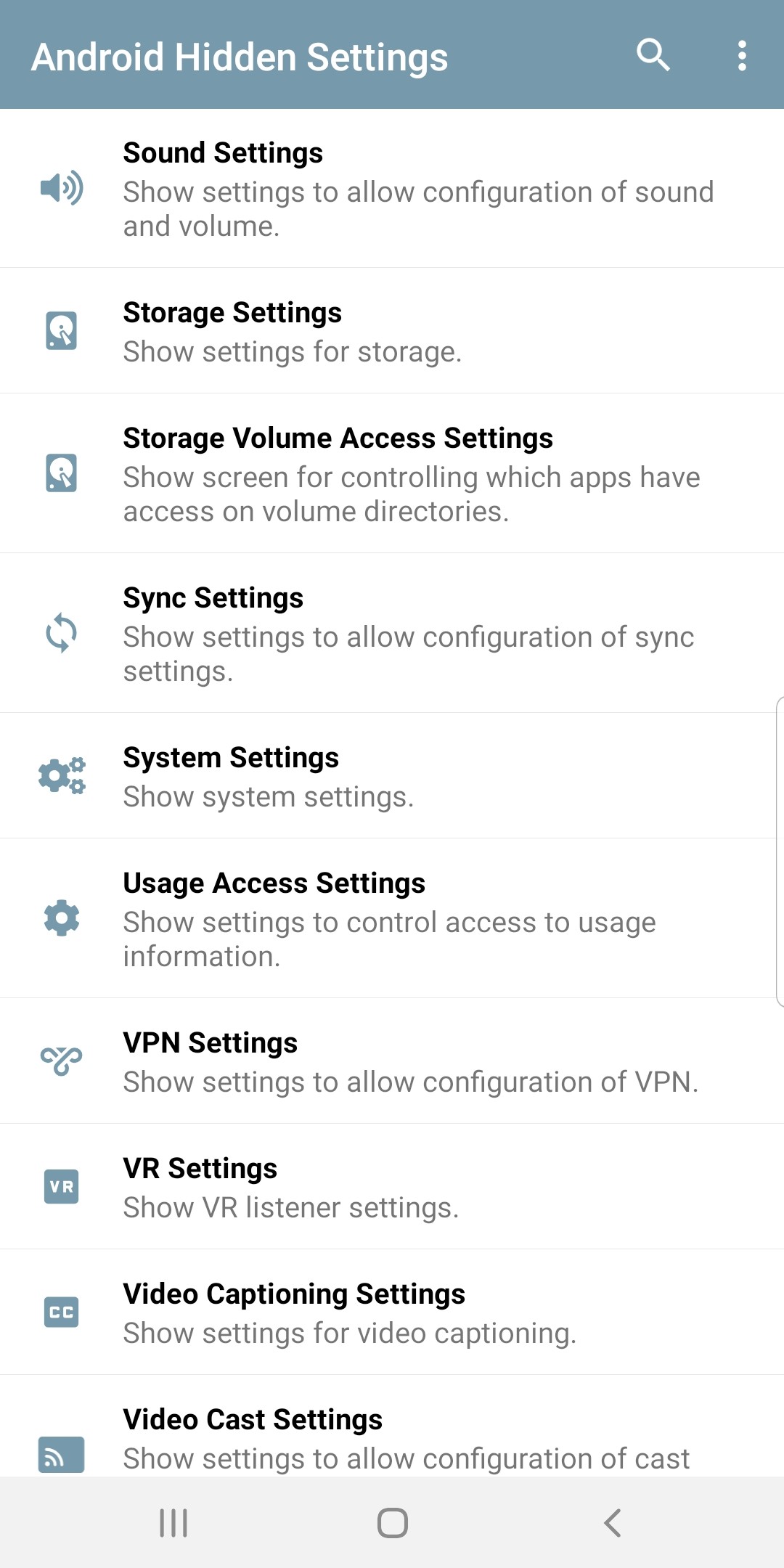 اسکرین شات 6 برنامه Android Hidden Settings