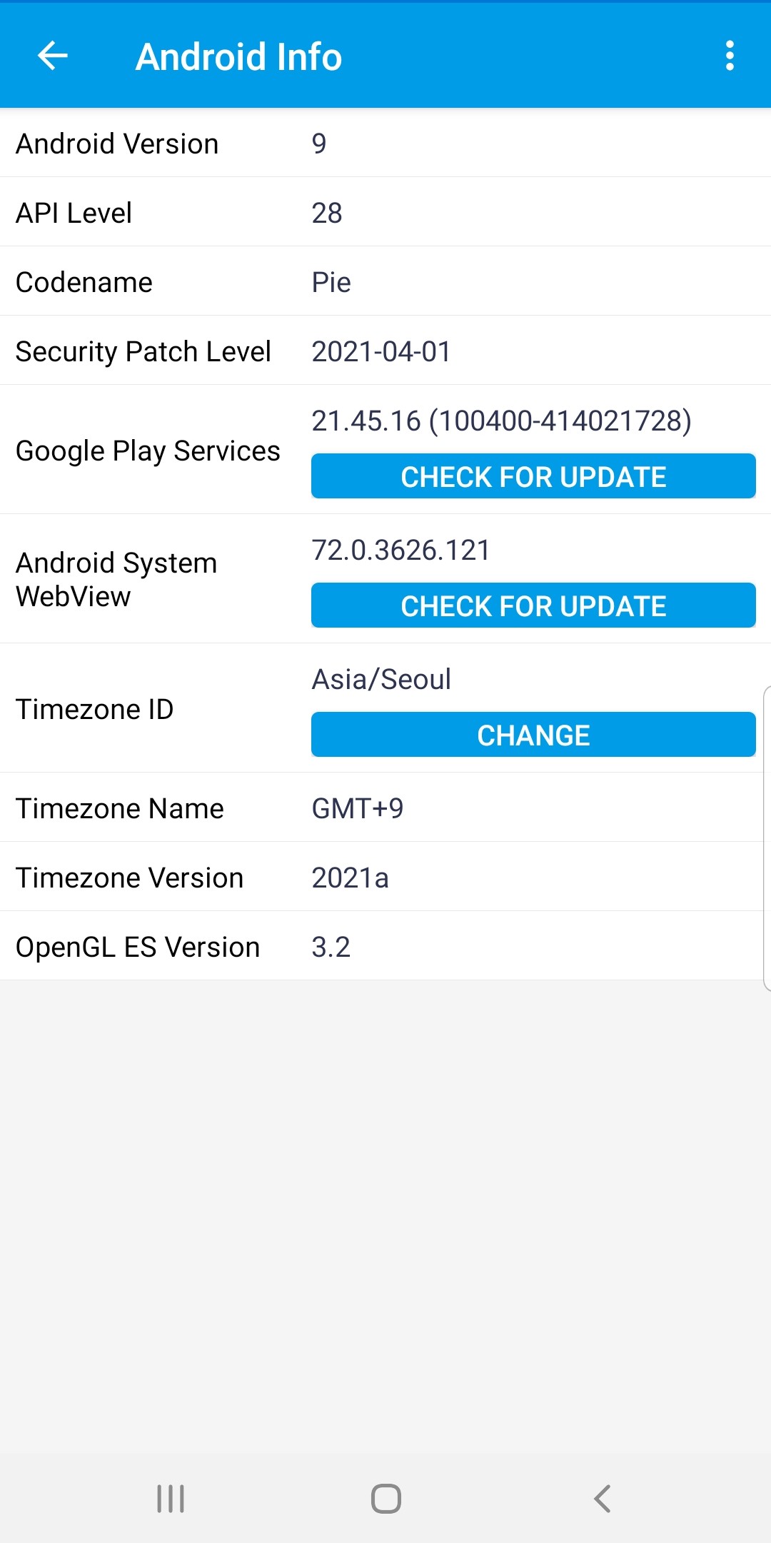 اسکرین شات 1 برنامه Android System Info