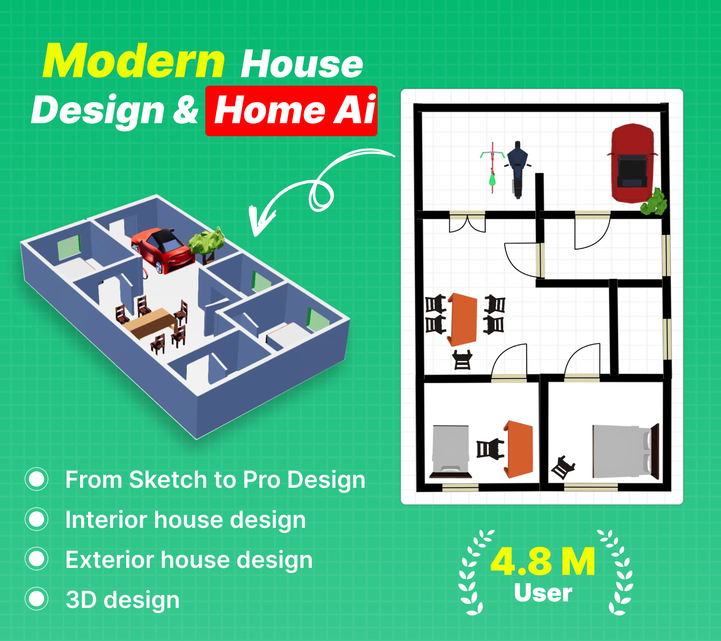 اسکرین شات 1 برنامه Modern House Design Draw House