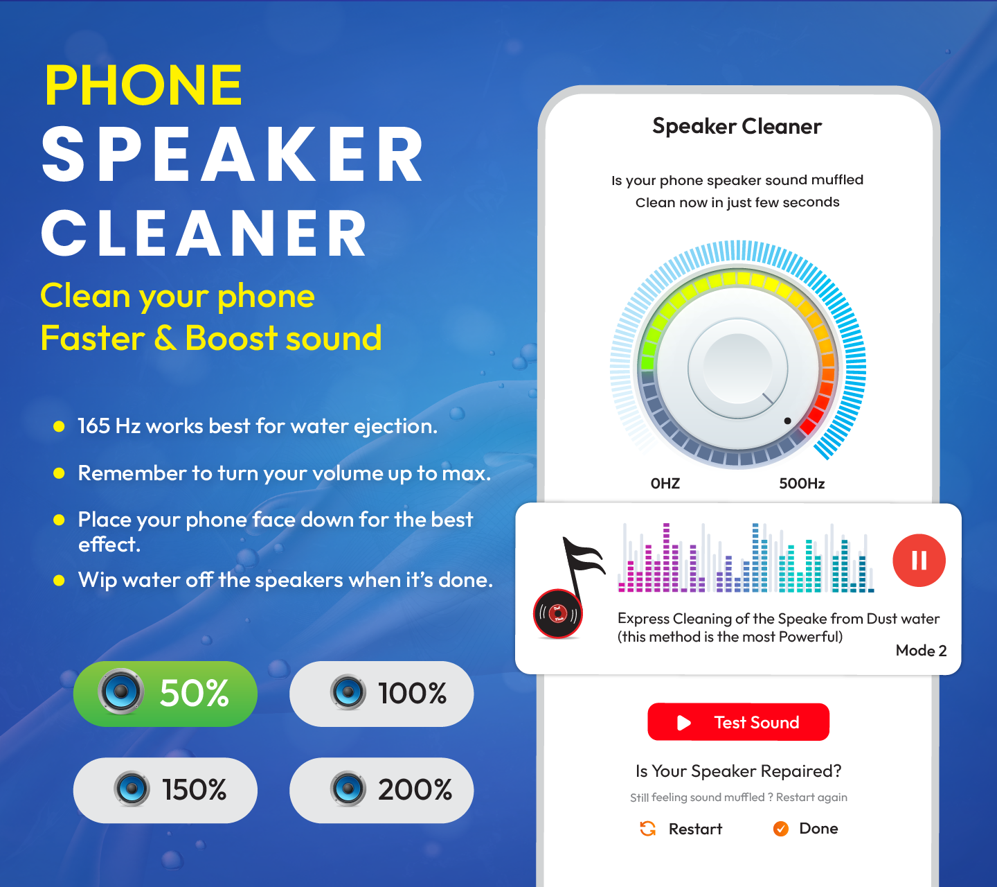 اسکرین شات 1 برنامه Speaker Cleaner - Remove Water