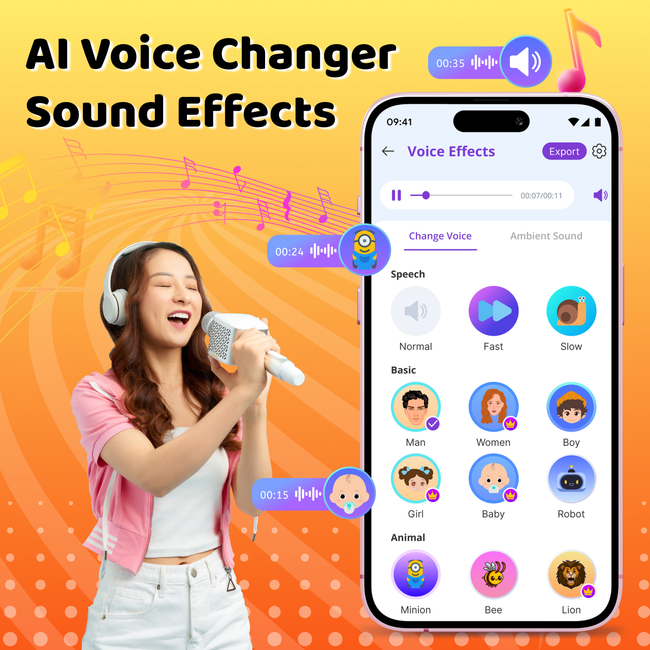 اسکرین شات 1 برنامه Voice Changer Sound Effects