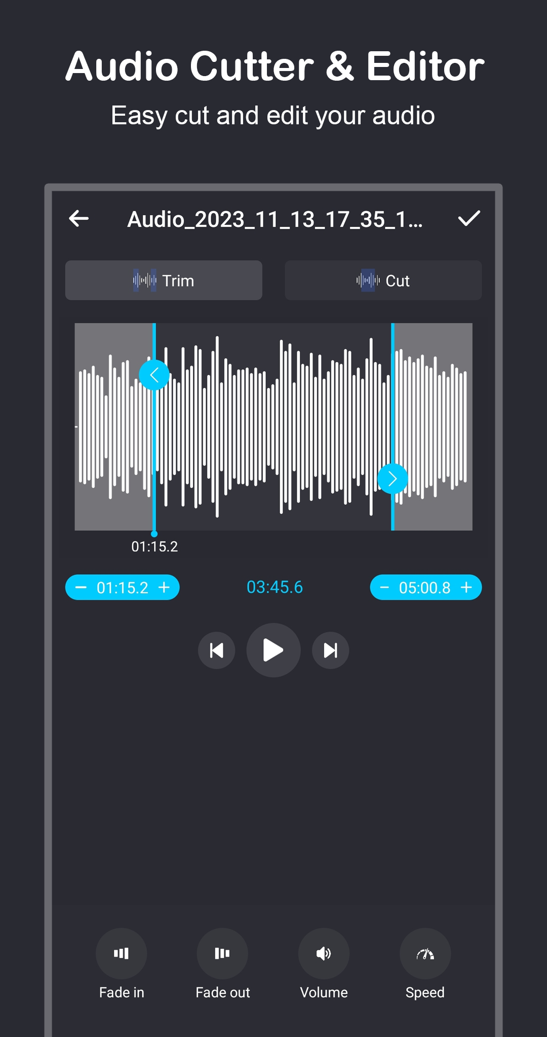 اسکرین شات 2 برنامه Audio Editor and Music Editor