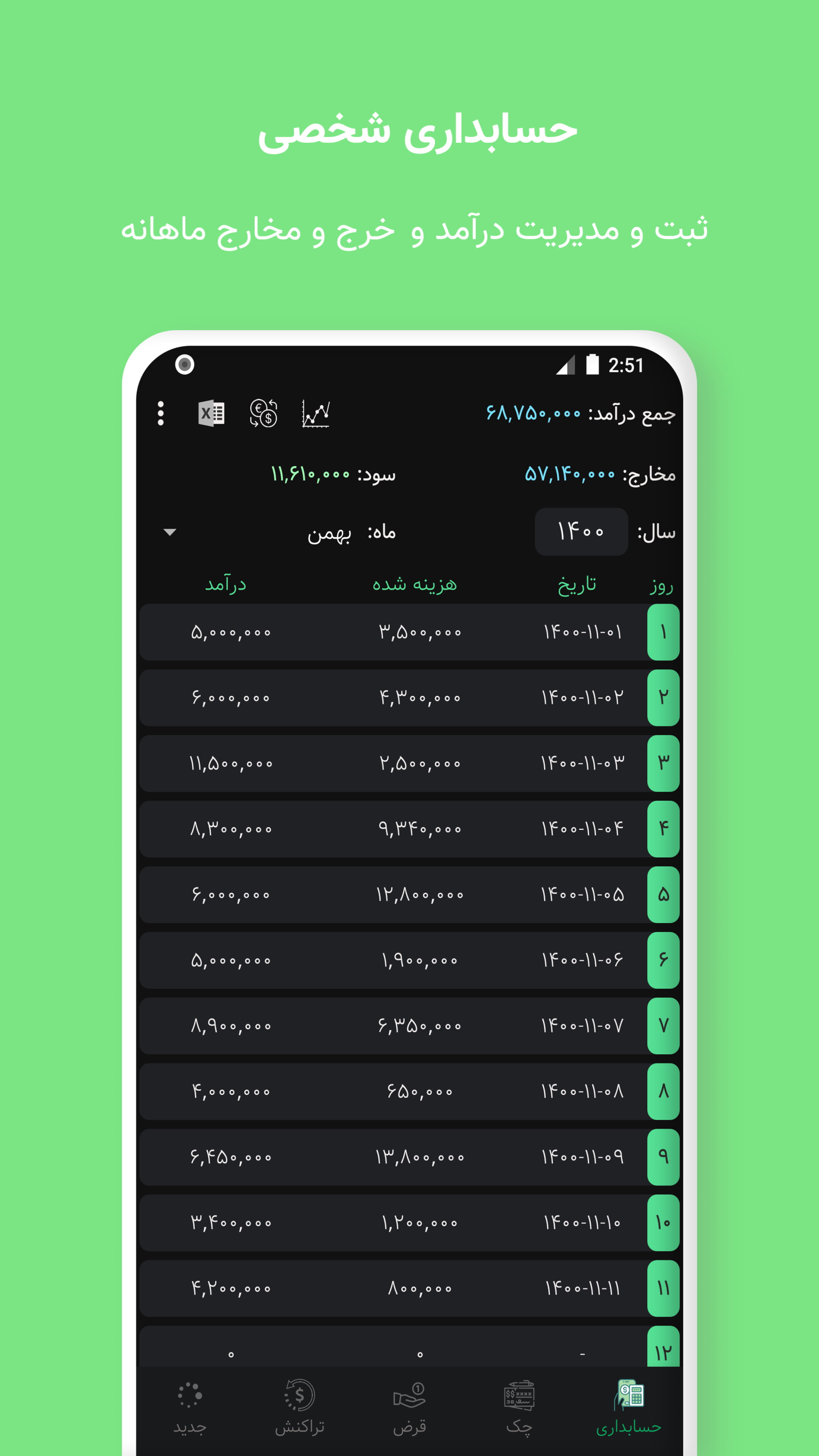 اسکرین شات 8 برنامه حسابداری شخصی نیک