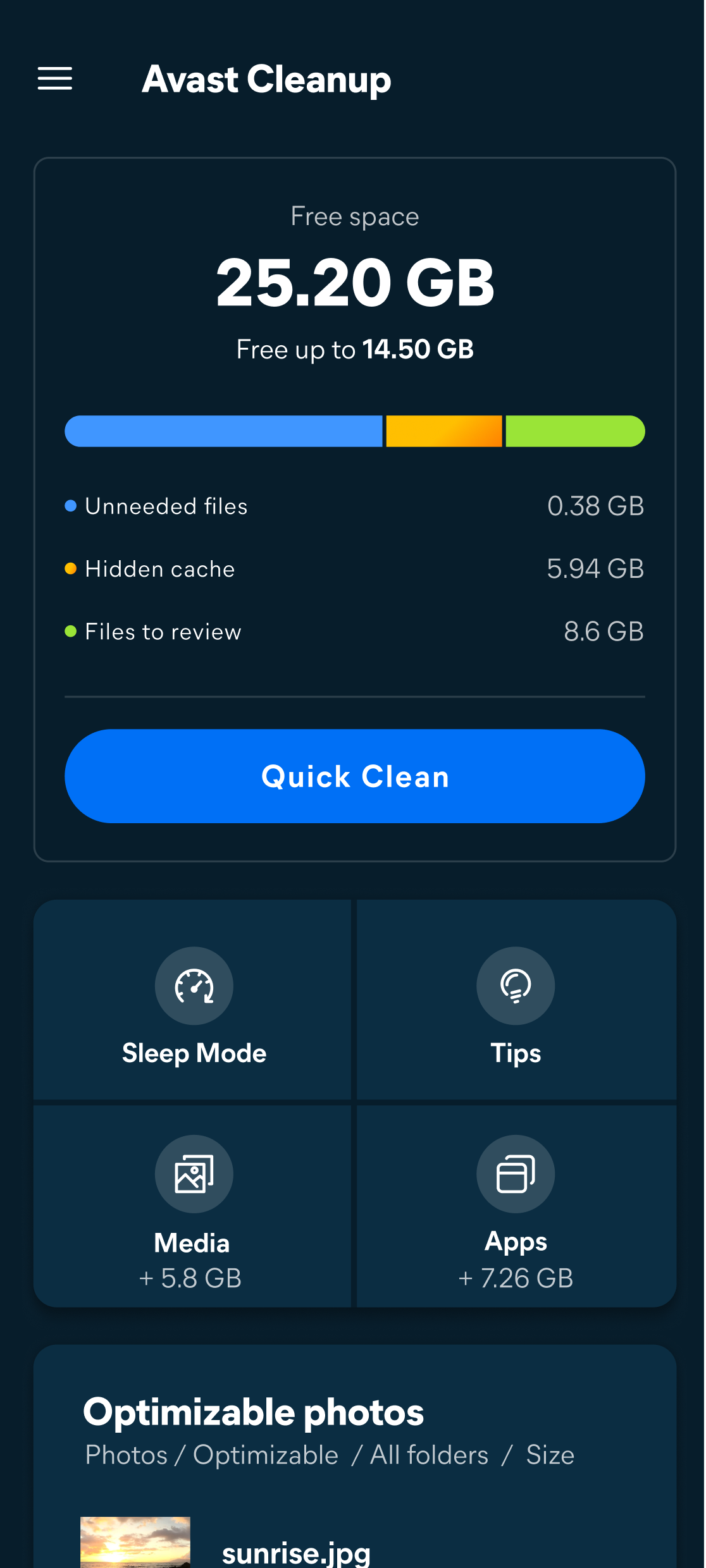 اسکرین شات 1 برنامه Avast Cleanup – Phone Cleaner