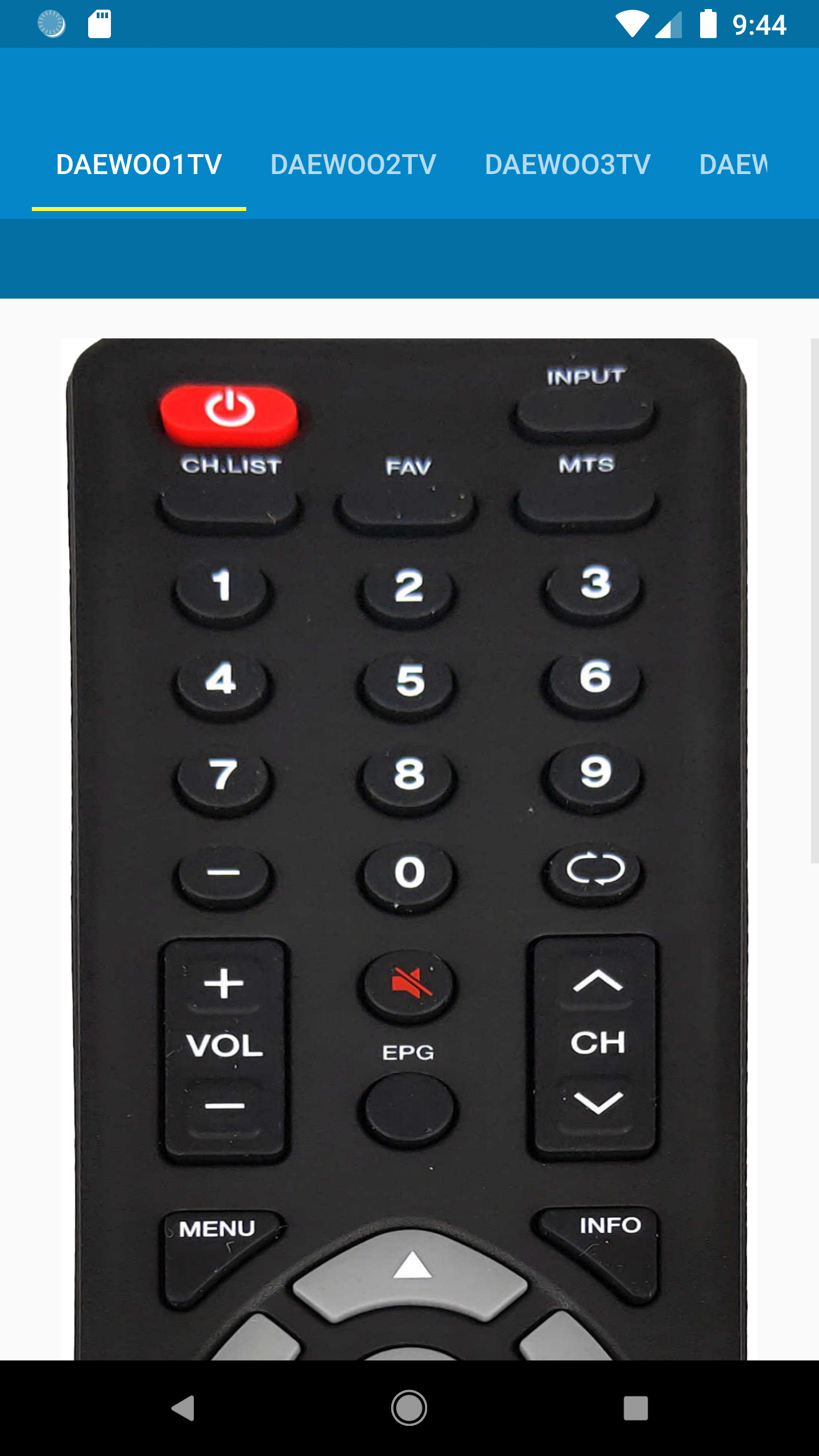 اسکرین شات 4 برنامه Daewoo TV Remote Control
