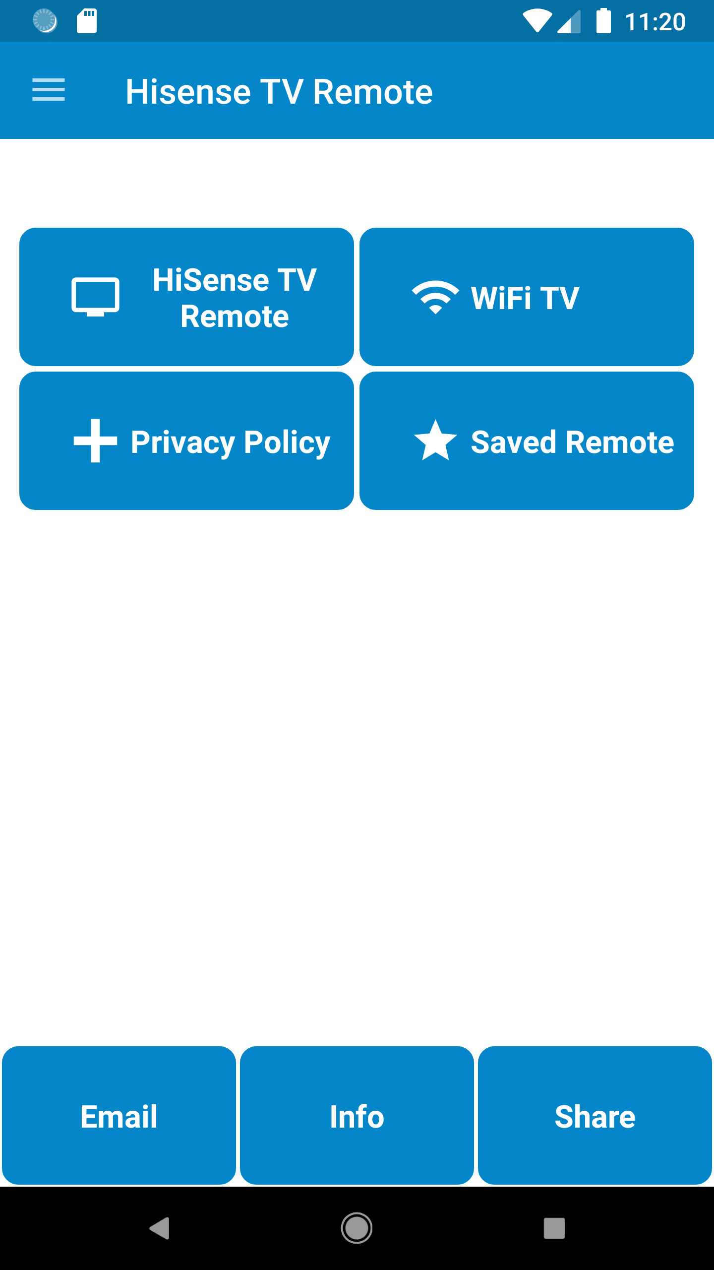 اسکرین شات 1 برنامه HiSense TV Remote Control