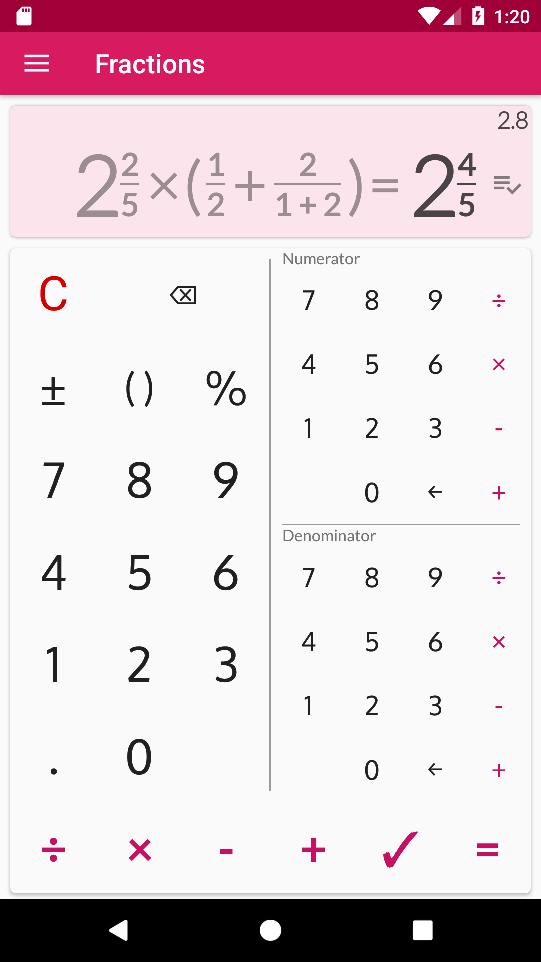 اسکرین شات 3 برنامه Fraction Calculator: Solution