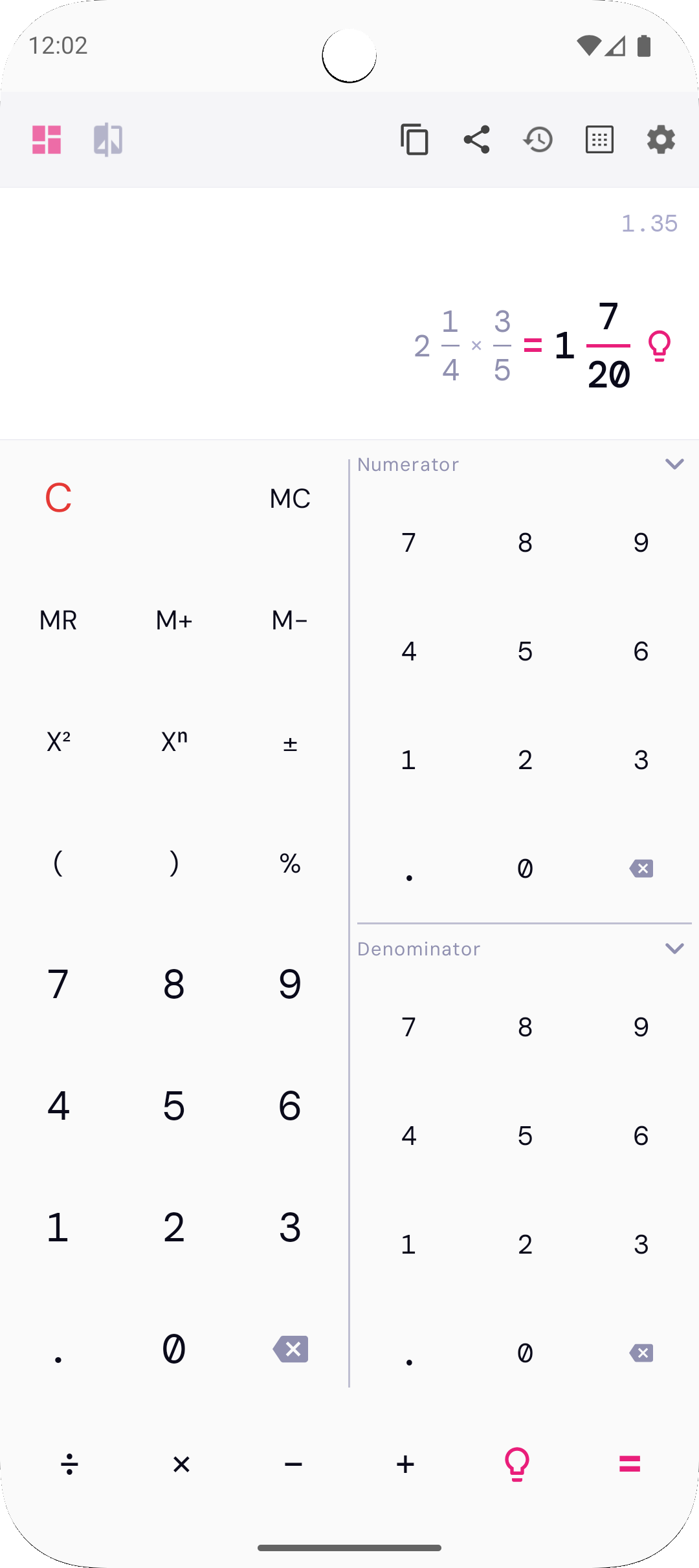 اسکرین شات 1 برنامه Fraction Calculator & Solver