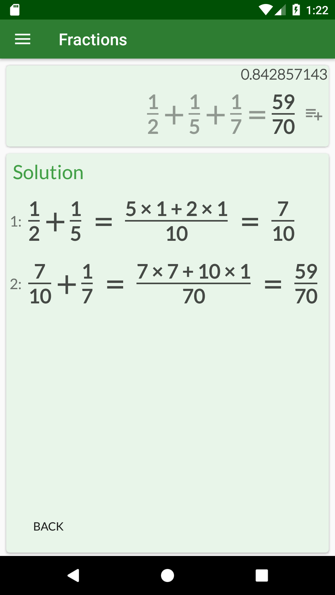 اسکرین شات 5 برنامه Fraction Calculator: Solution