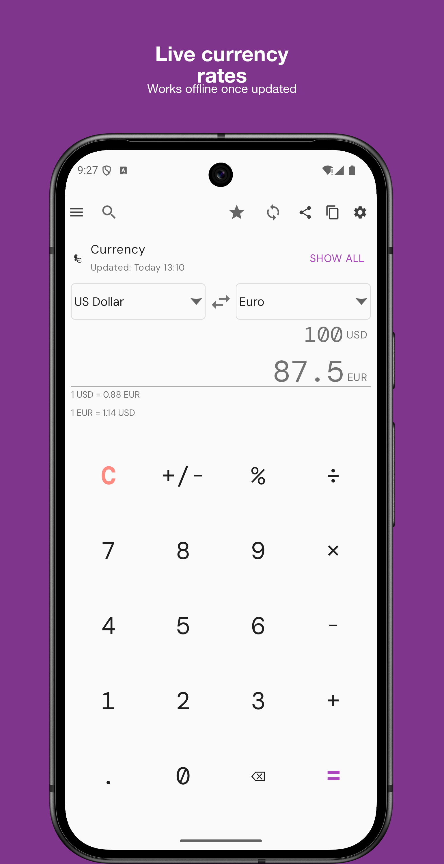 اسکرین شات 2 برنامه Unit Converter & Calculator