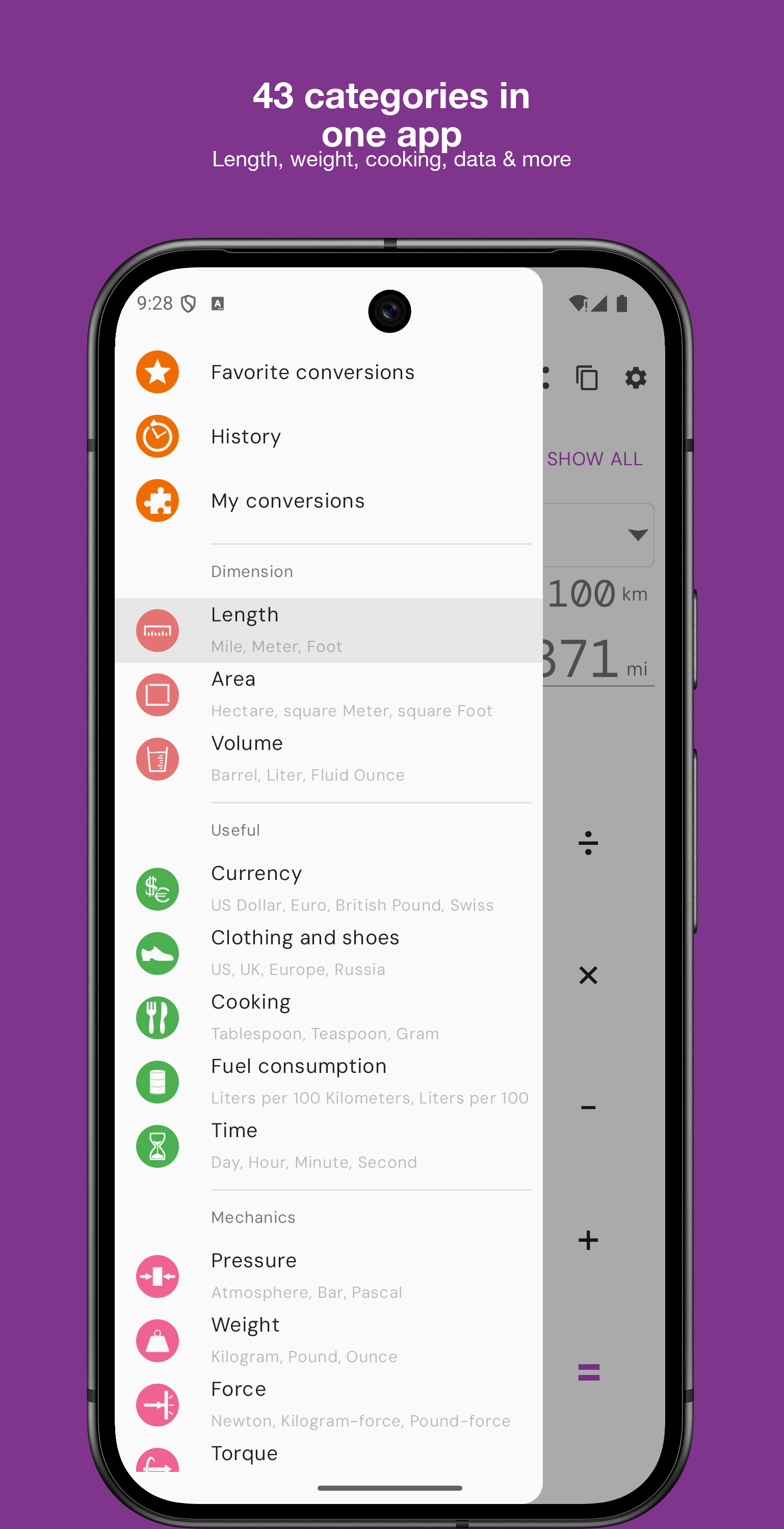 اسکرین شات 3 برنامه Unit Converter & Calculator