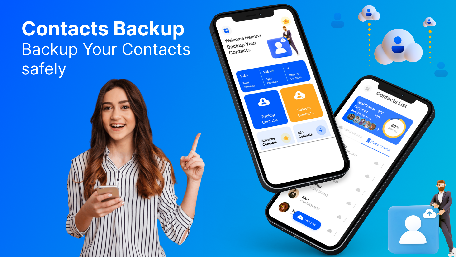 اسکرین شات 1 برنامه Contacts Backup Cloud Transfer