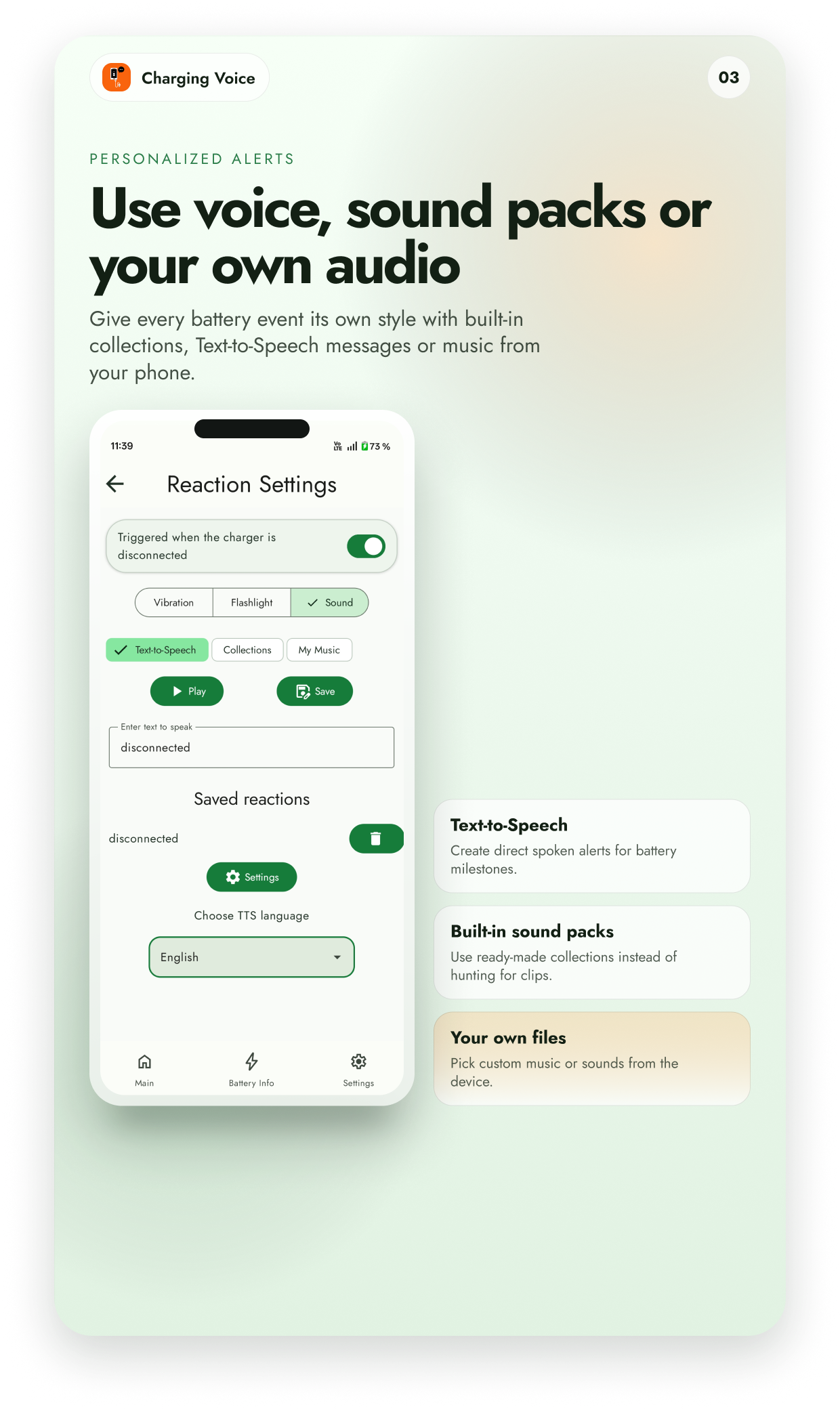 اسکرین شات 3 برنامه Battery Charge Voice