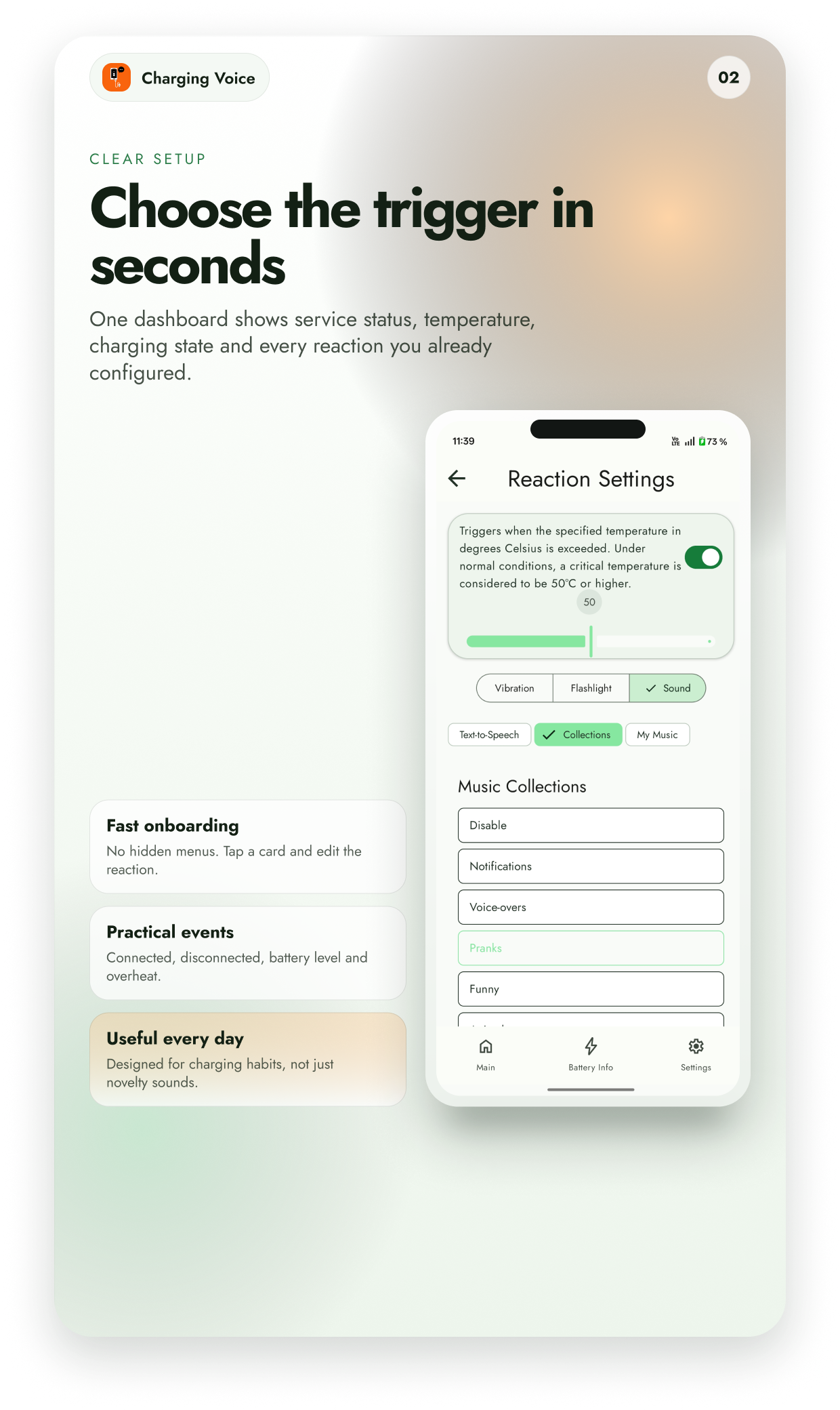 اسکرین شات 2 برنامه Battery Charge Voice