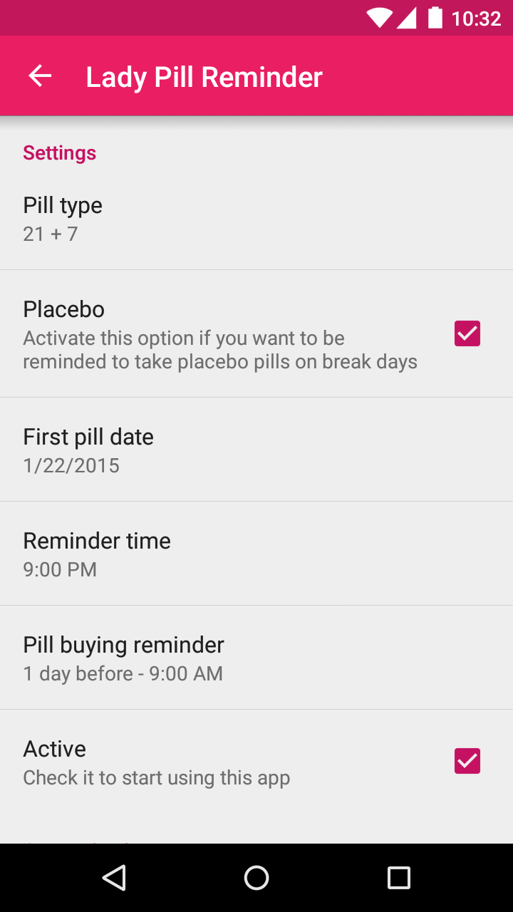 اسکرین شات 5 برنامه Lady Pill Reminder