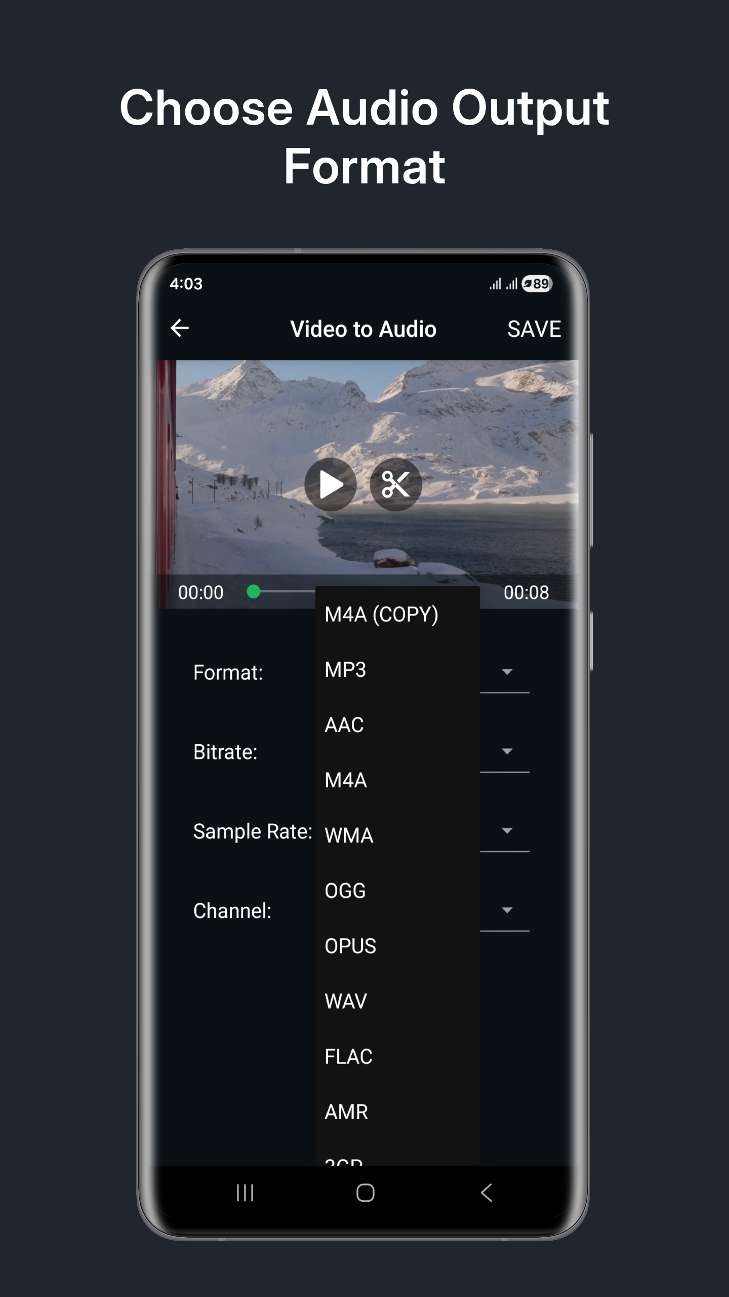 اسکرین شات 1 برنامه Video to Audio Converter