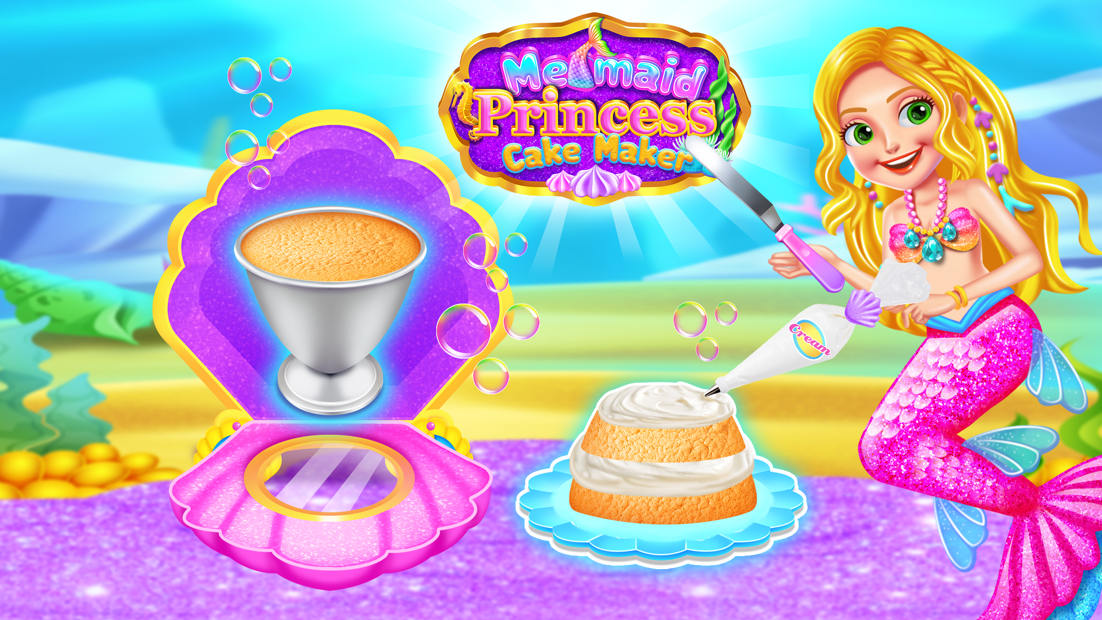 اسکرین شات 3 برنامه Mermaid Glitter Cake Maker