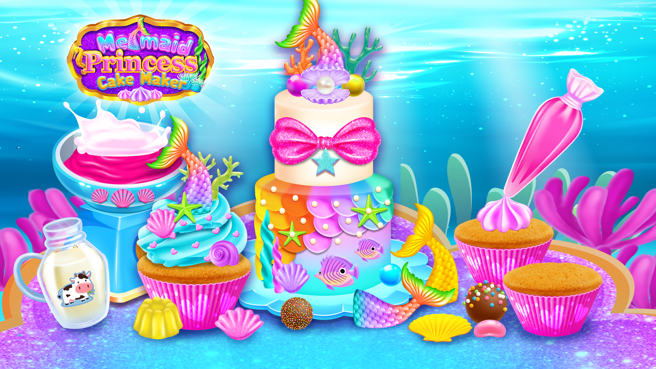 اسکرین شات 2 برنامه Mermaid Glitter Cake Maker