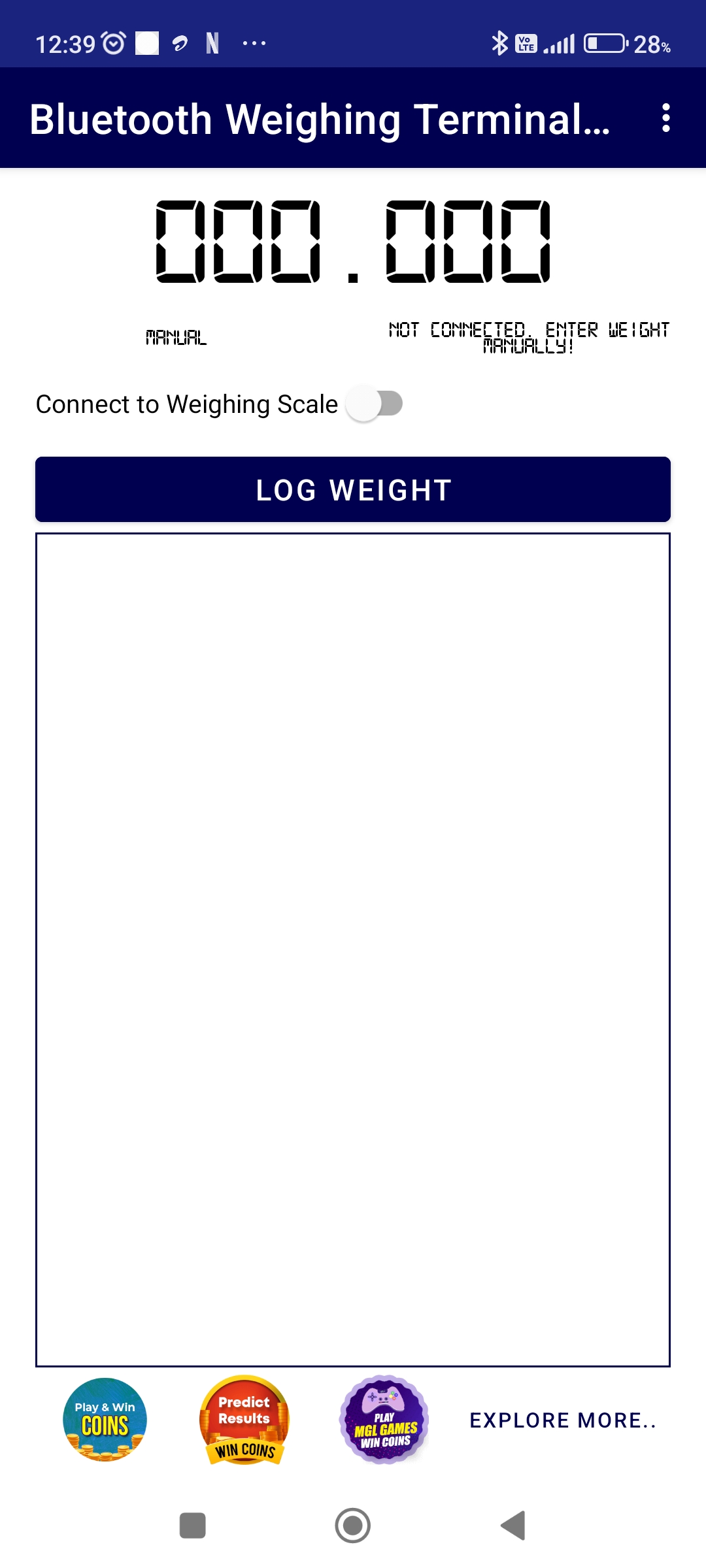 اسکرین شات 1 برنامه BT Weighing Scale Terminal 2.0