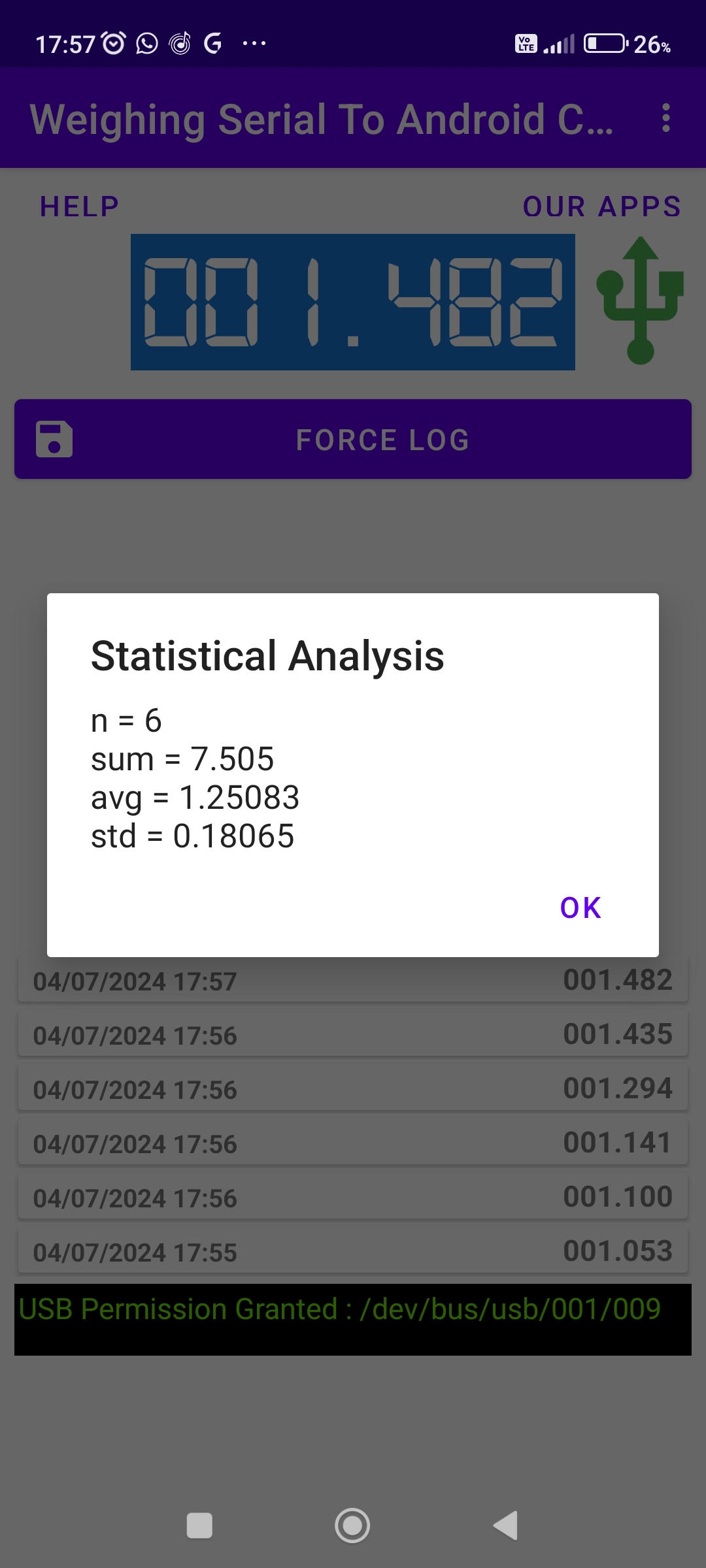 اسکرین شات 4 برنامه Weighing Scale Serial Terminal